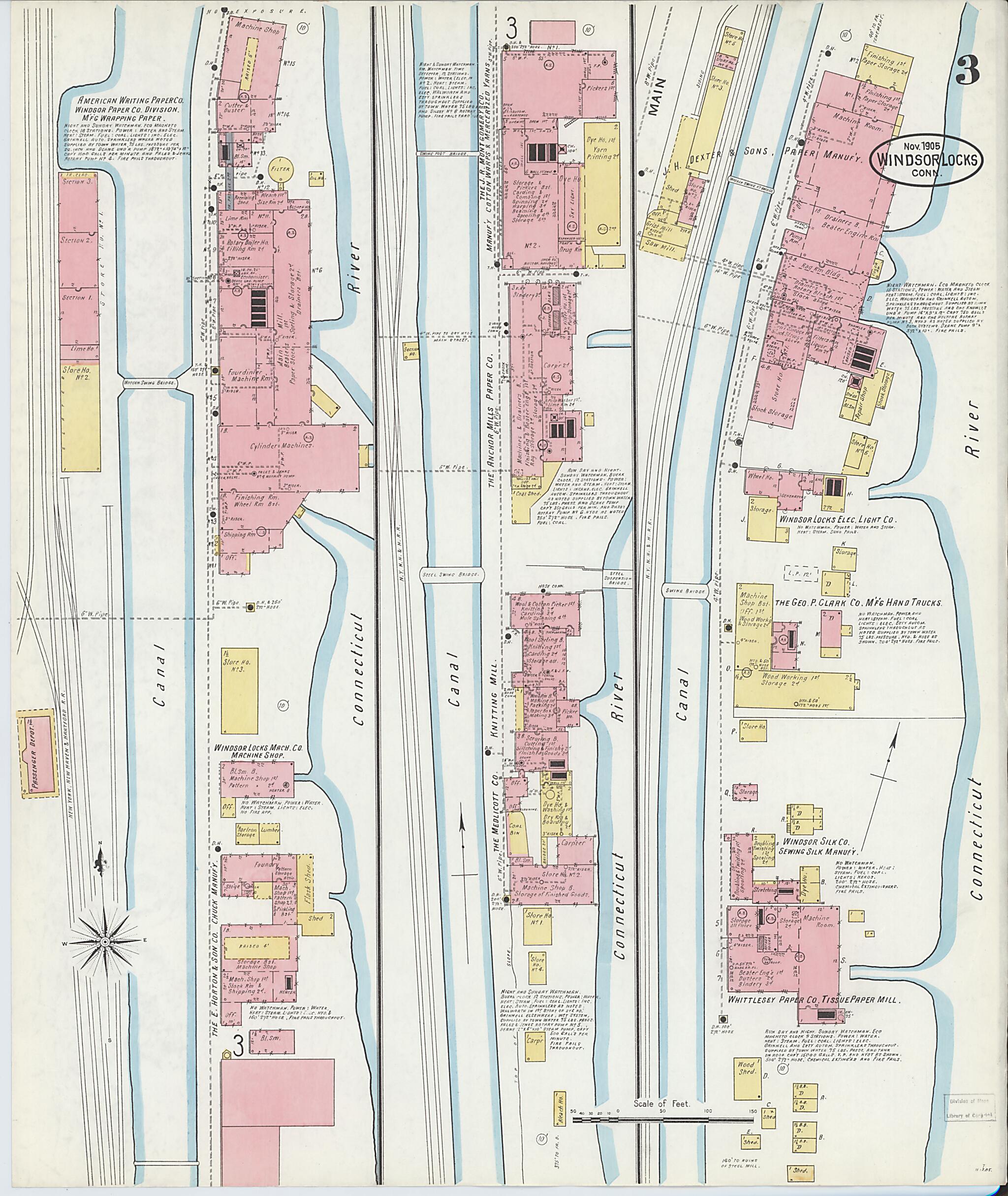 This old map of Windsor Locks, Hartford County, Connecticut was created by Sanborn Map Company in 1905