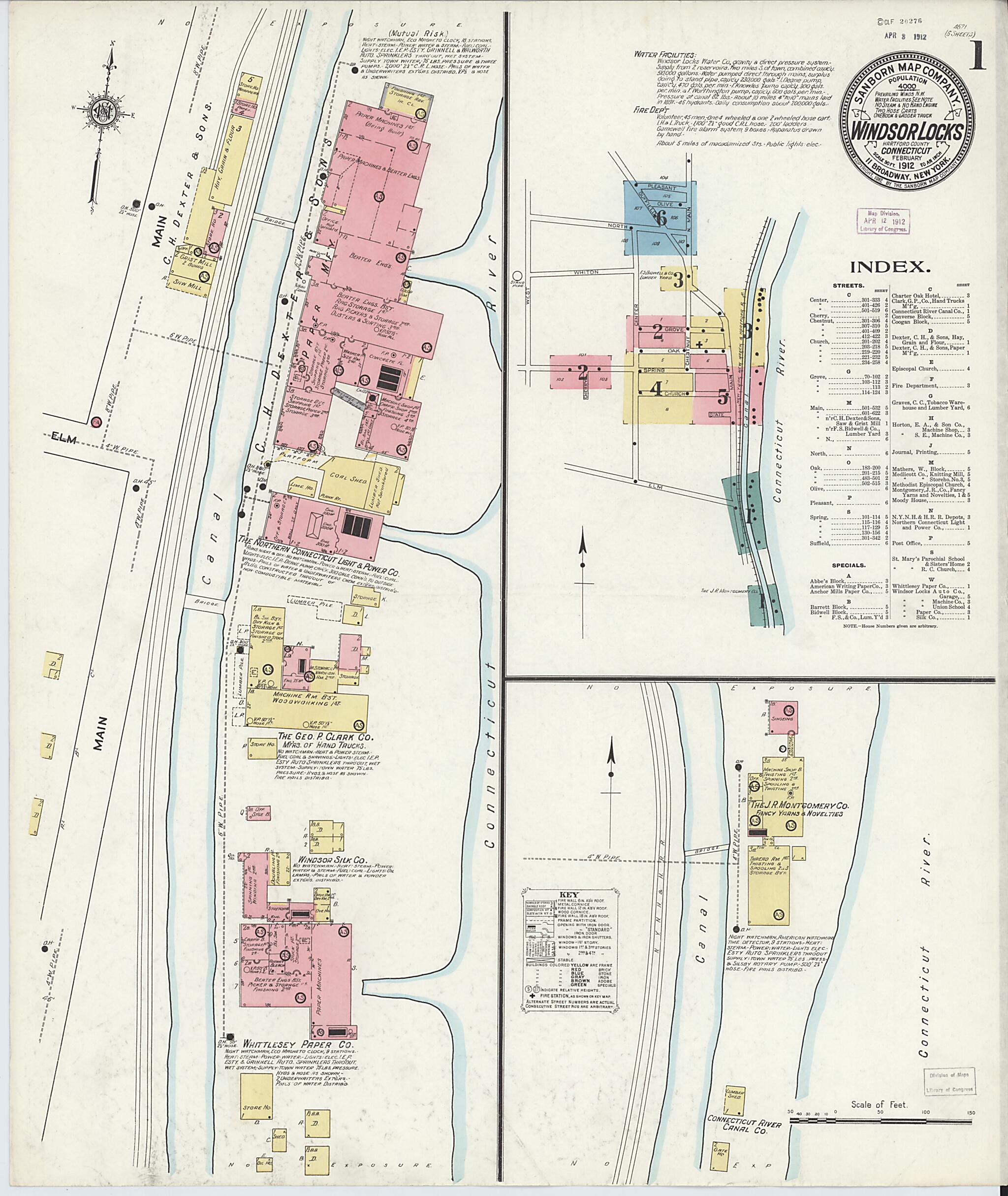 Windsor Locks, Hartford County, Connecticut 1912 (Sheet 1 of 6) by Relic Map Company
