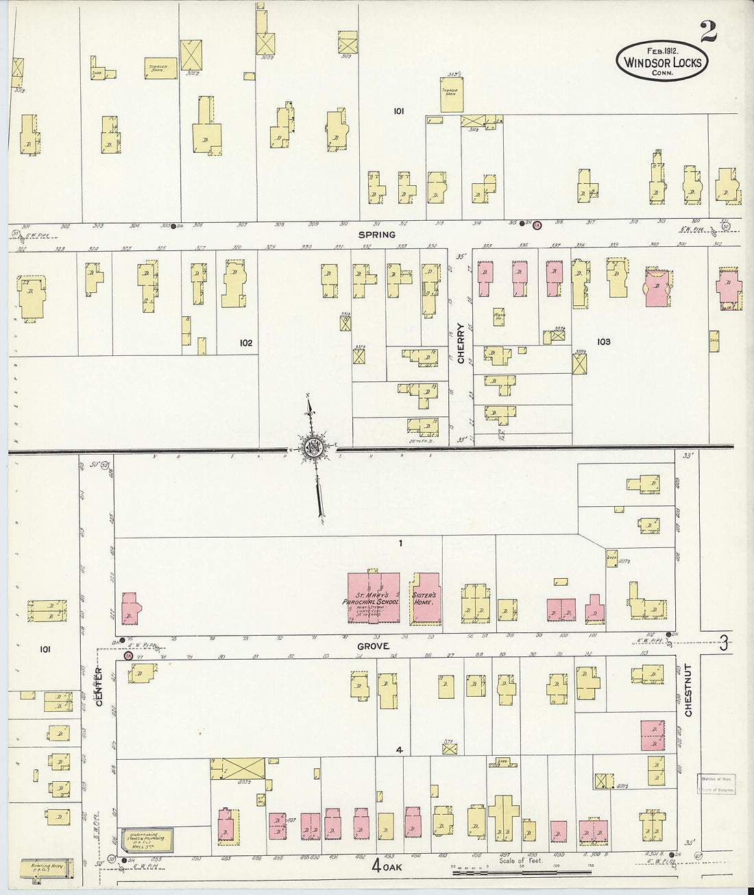 This old map of Windsor Locks, Hartford County, Connecticut was created by Sanborn Map Company in 1912