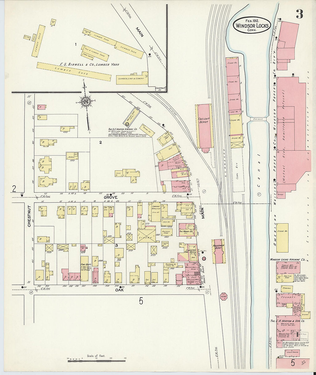This old map of Windsor Locks, Hartford County, Connecticut was created by Sanborn Map Company in 1912
