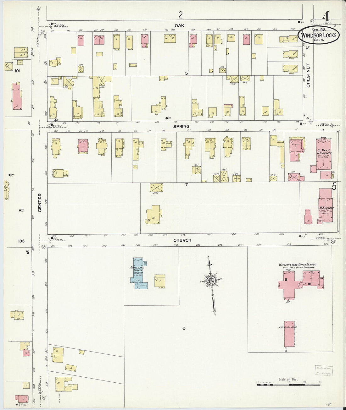 This old map of Windsor Locks, Hartford County, Connecticut was created by Sanborn Map Company in 1912