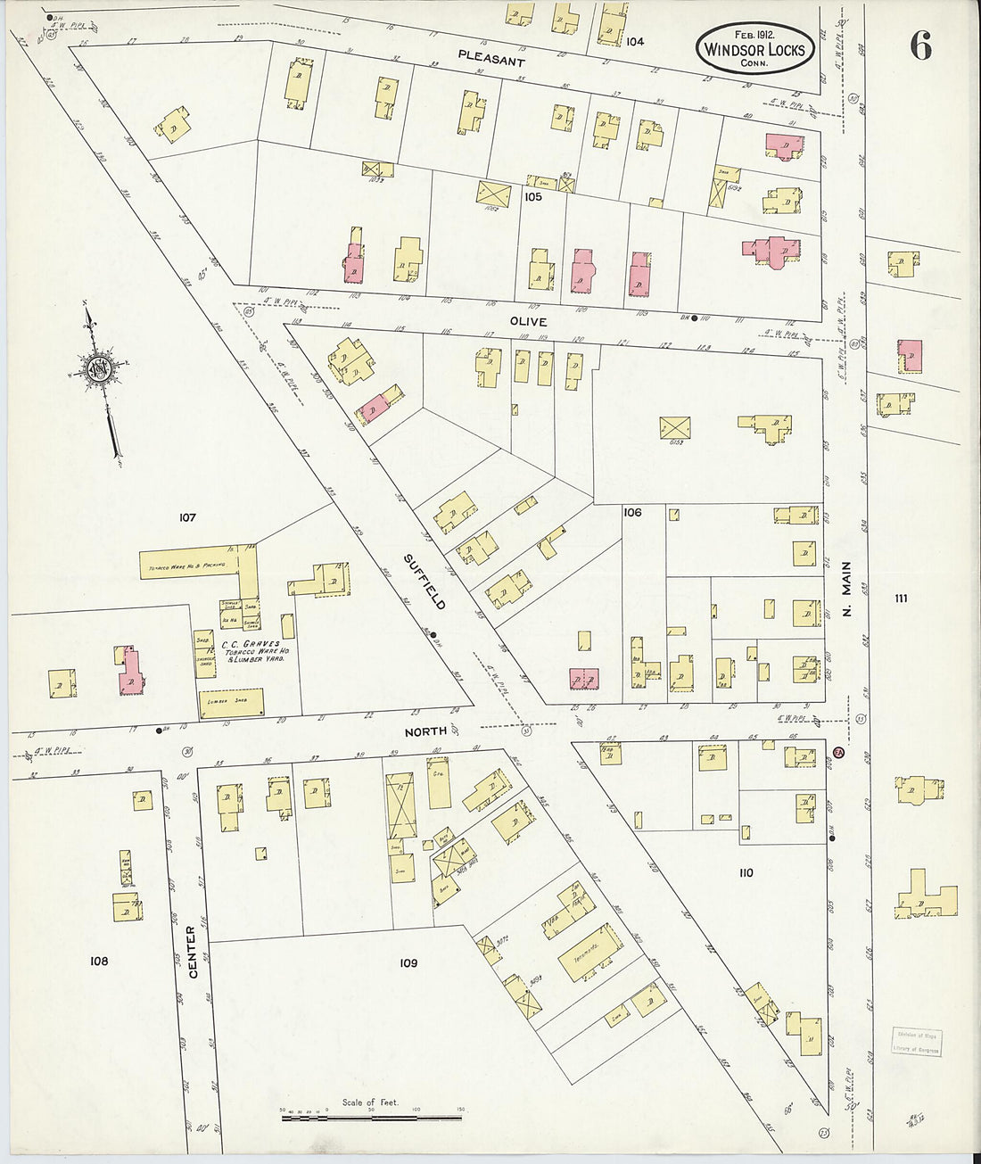 This old map of Windsor Locks, Hartford County, Connecticut was created by Sanborn Map Company in 1912