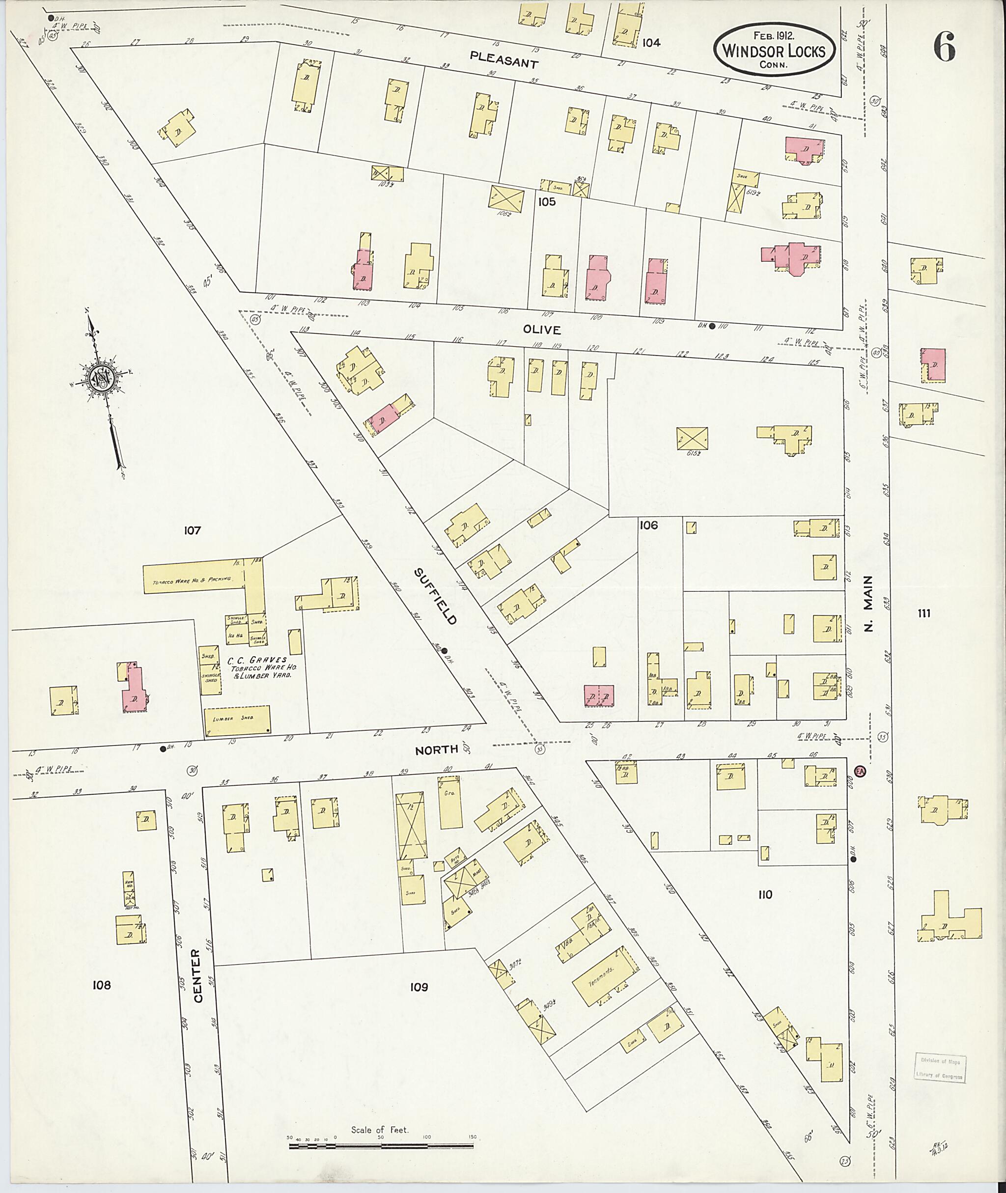 This old map of Windsor Locks, Hartford County, Connecticut was created by Sanborn Map Company in 1912