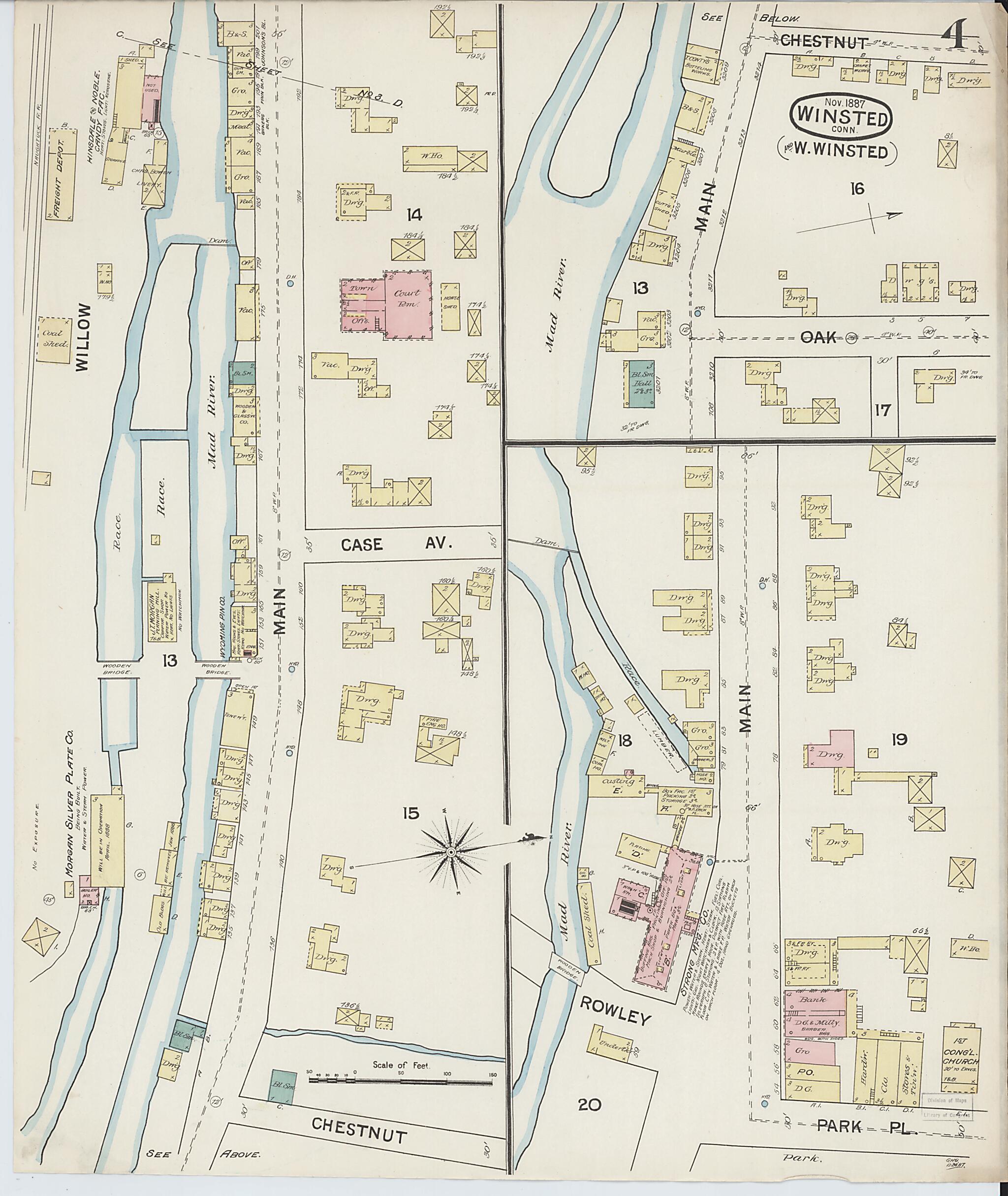 This old map of Winsted, Litchfield County, Connecticut was created by Sanborn Map Company in 1887