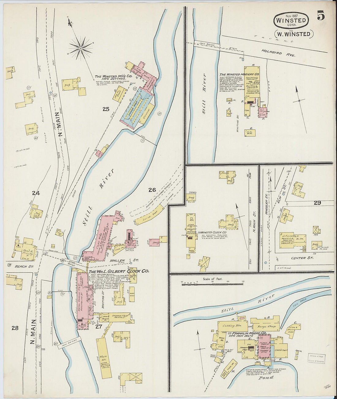 This old map of Winsted, Litchfield County, Connecticut was created by Sanborn Map Company in 1887