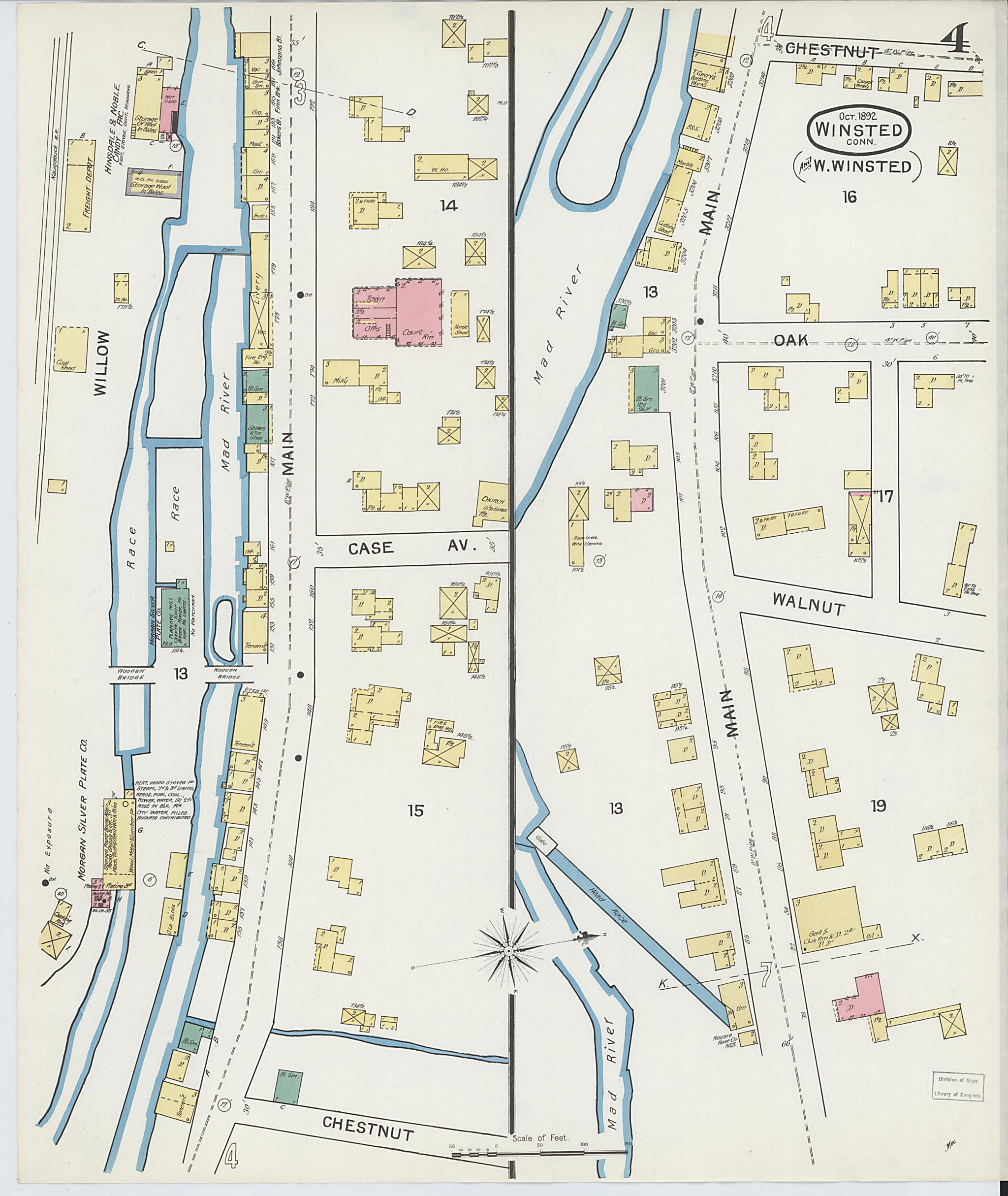 This old map of Winsted, Litchfield County, Connecticut was created by Sanborn Map Company in 1892