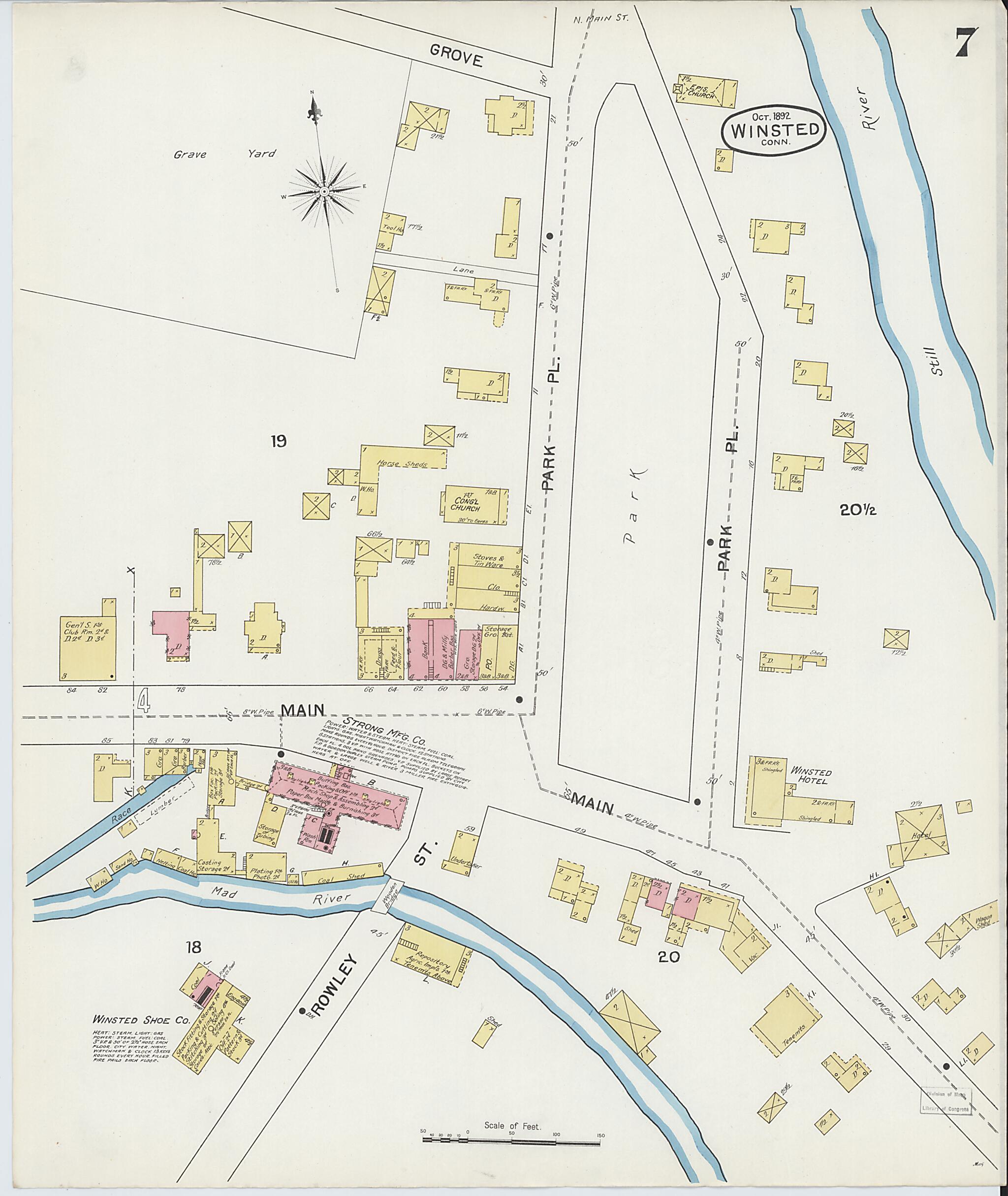 This old map of Winsted, Litchfield County, Connecticut was created by Sanborn Map Company in 1892