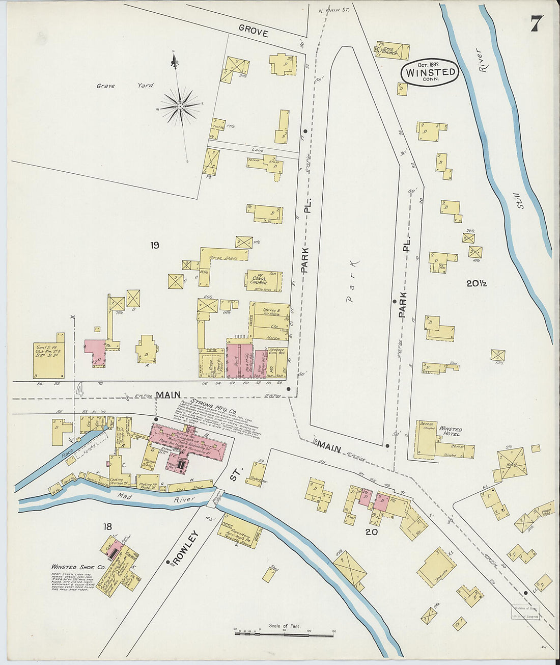 This old map of Winsted, Litchfield County, Connecticut was created by Sanborn Map Company in 1892