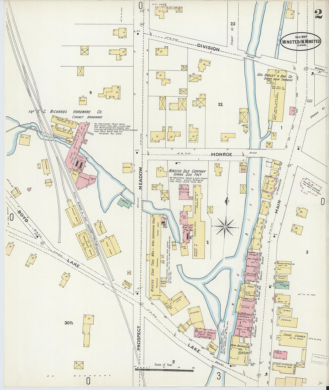 This old map of Winsted, Litchfield County, Connecticut was created by Sanborn Map Company in 1897