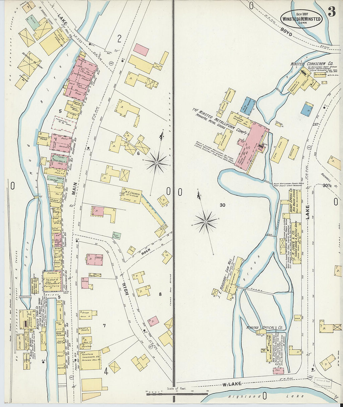 This old map of Winsted, Litchfield County, Connecticut was created by Sanborn Map Company in 1897