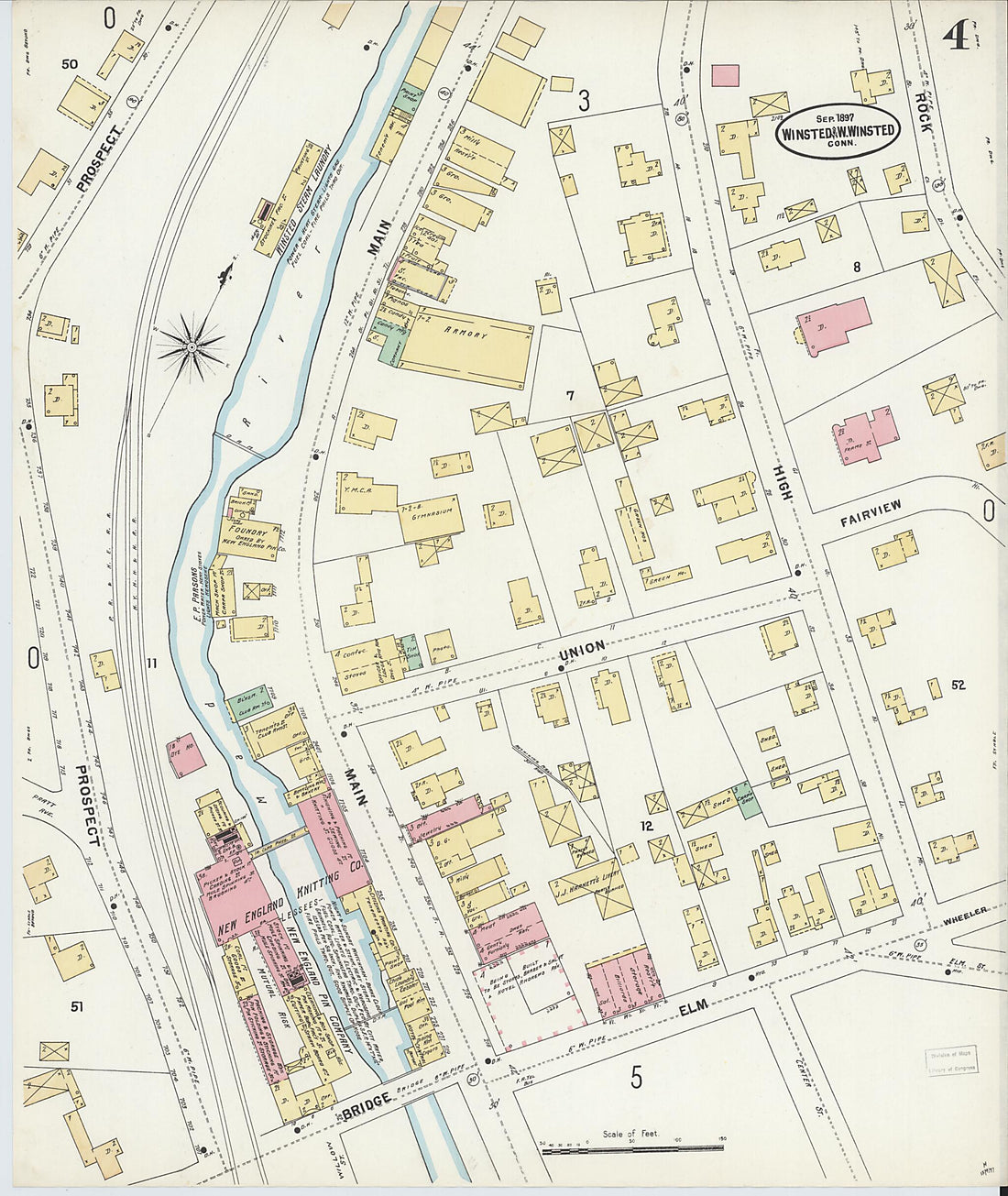 This old map of Winsted, Litchfield County, Connecticut was created by Sanborn Map Company in 1897