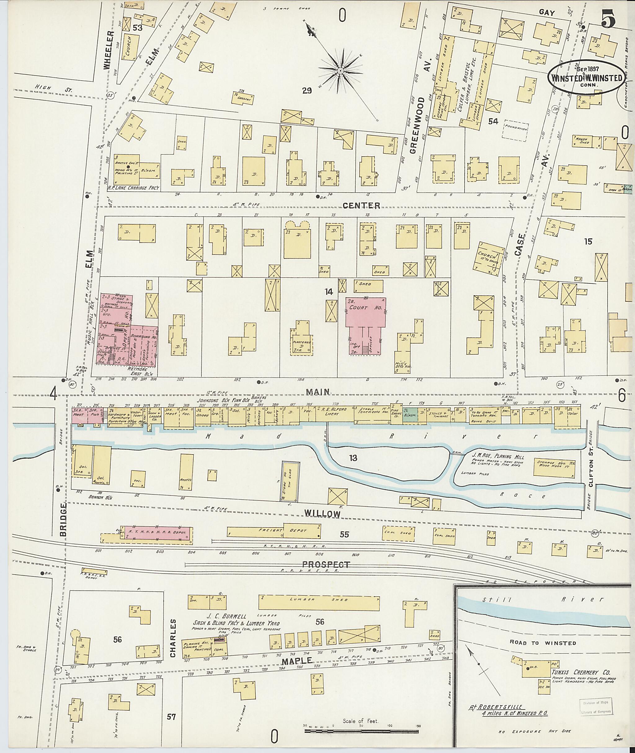 This old map of Winsted, Litchfield County, Connecticut was created by Sanborn Map Company in 1897