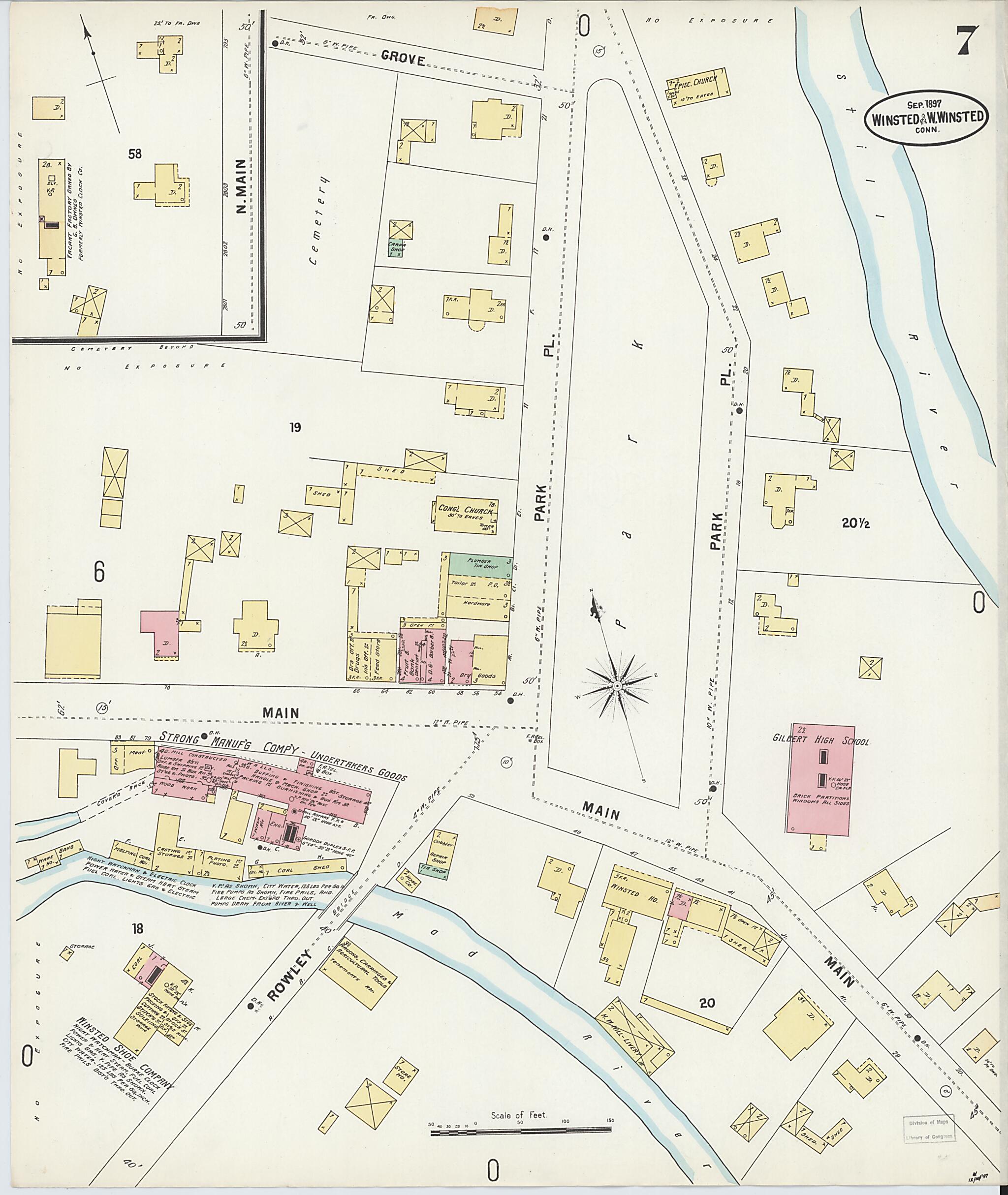 This old map of Winsted, Litchfield County, Connecticut was created by Sanborn Map Company in 1897