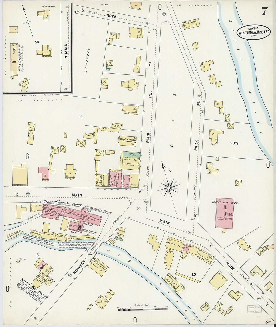 This old map of Winsted, Litchfield County, Connecticut was created by Sanborn Map Company in 1897