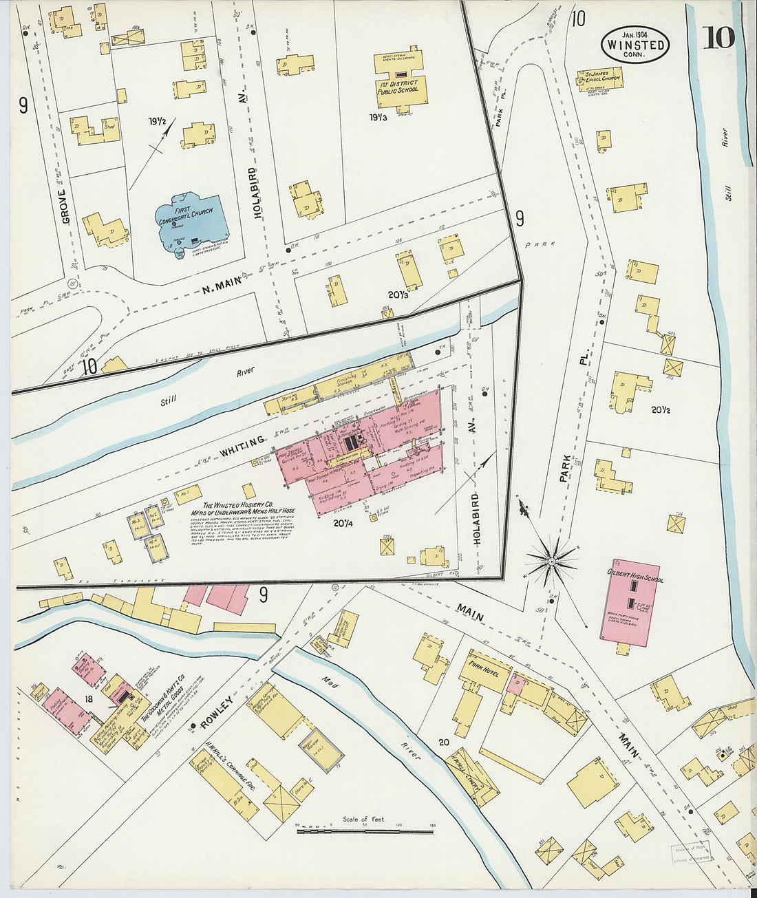 This old map of Winsted, Litchfield County, Connecticut was created by Sanborn Map Company in 1904