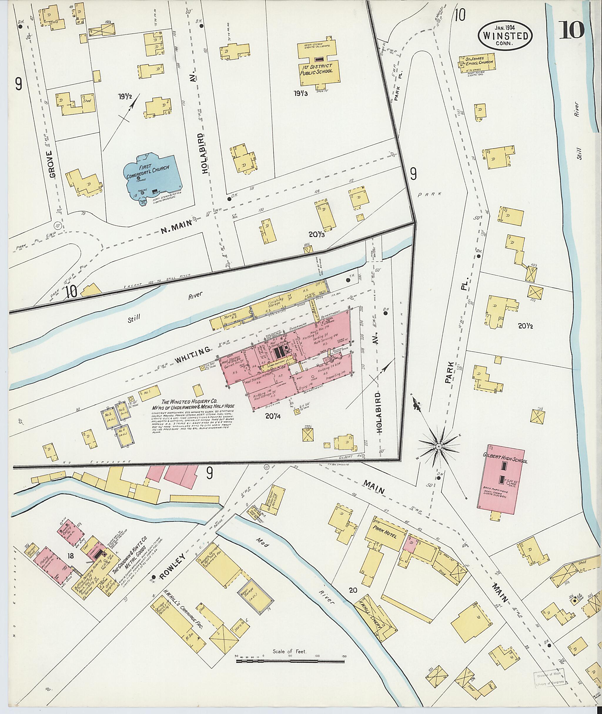 This old map of Winsted, Litchfield County, Connecticut was created by Sanborn Map Company in 1904