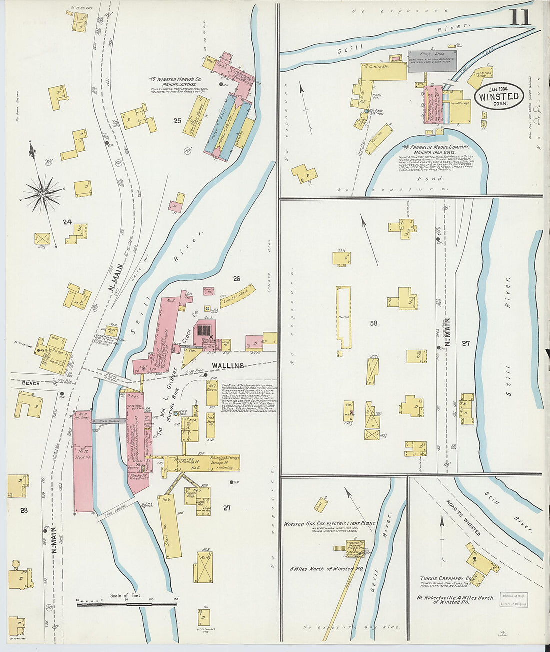 This old map of Winsted, Litchfield County, Connecticut was created by Sanborn Map Company in 1904