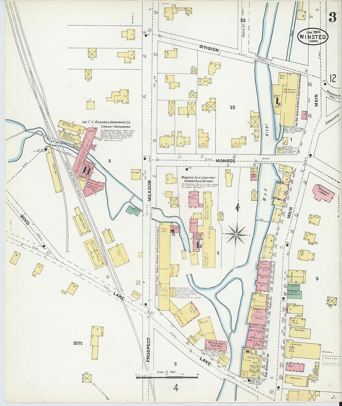 This old map of Winsted, Litchfield County, Connecticut was created by Sanborn Map Company in 1904