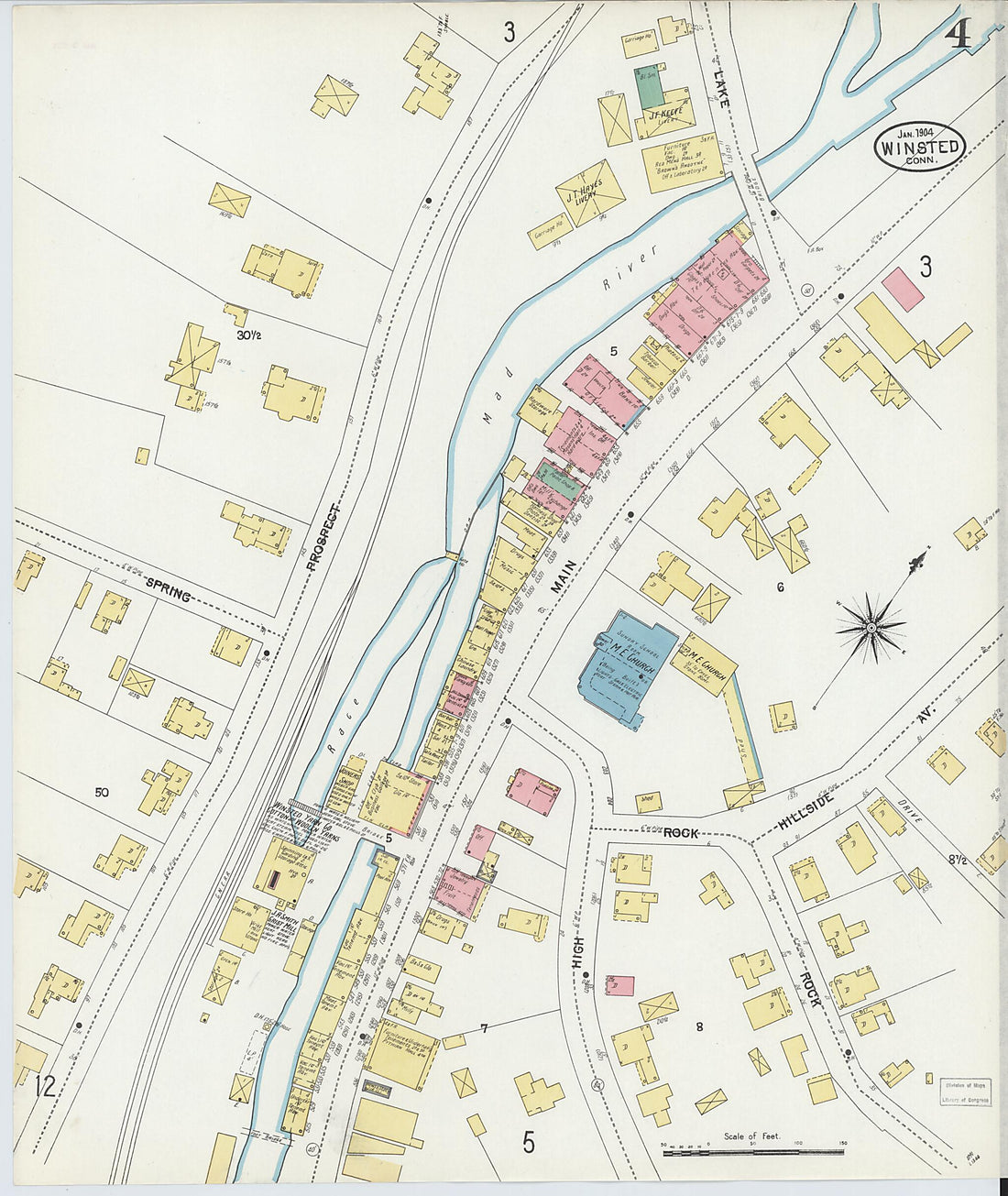 This old map of Winsted, Litchfield County, Connecticut was created by Sanborn Map Company in 1904