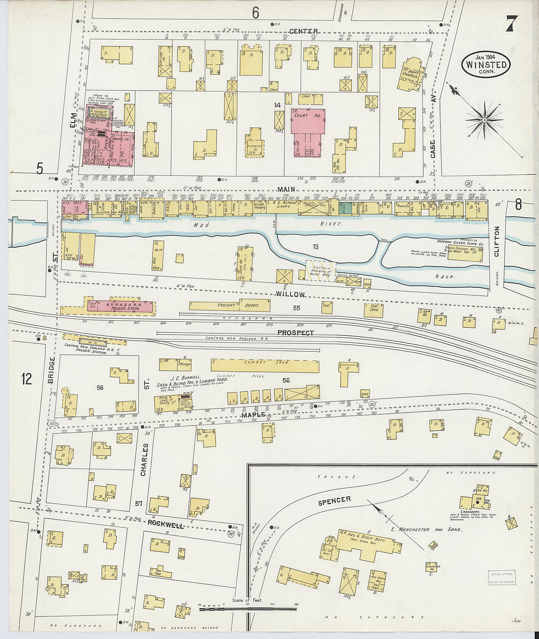 This old map of Winsted, Litchfield County, Connecticut was created by Sanborn Map Company in 1904
