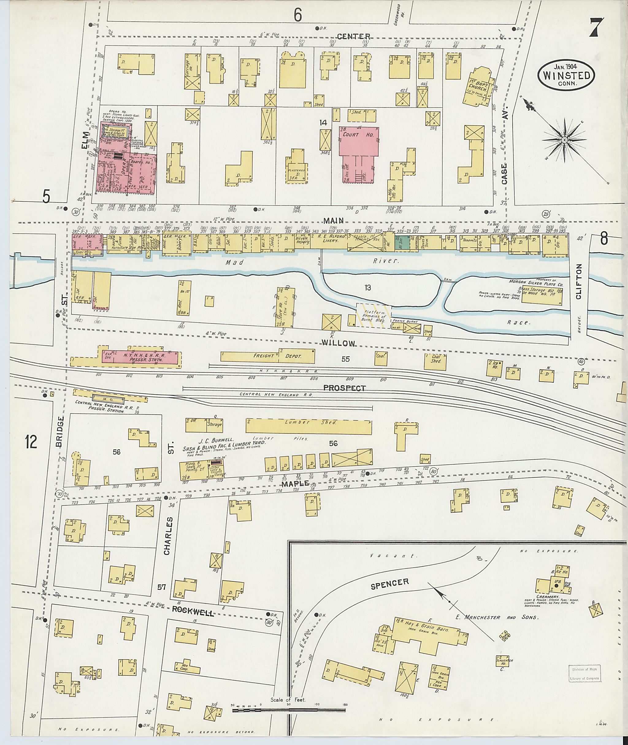 This old map of Winsted, Litchfield County, Connecticut was created by Sanborn Map Company in 1904