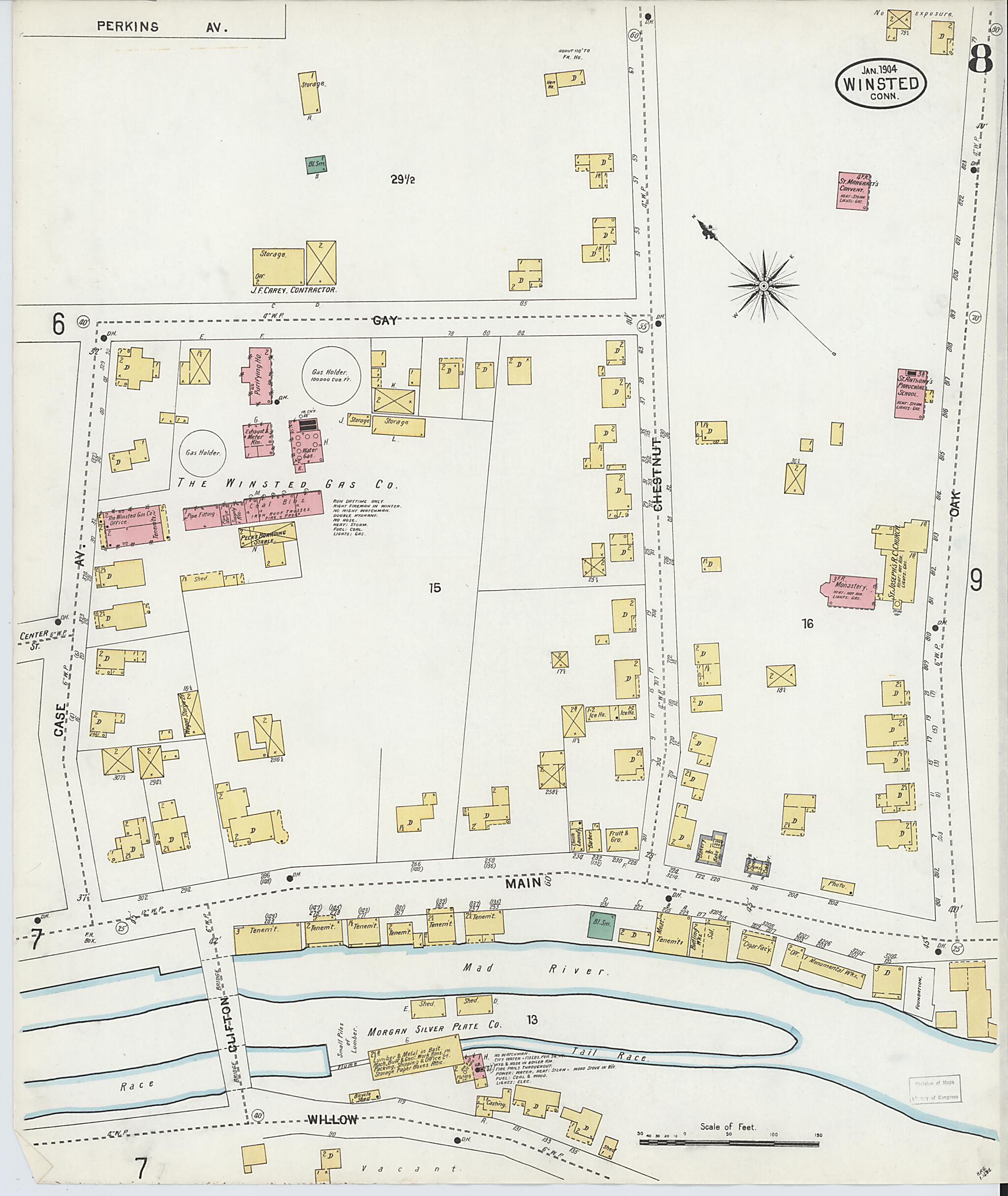 This old map of Winsted, Litchfield County, Connecticut was created by Sanborn Map Company in 1904