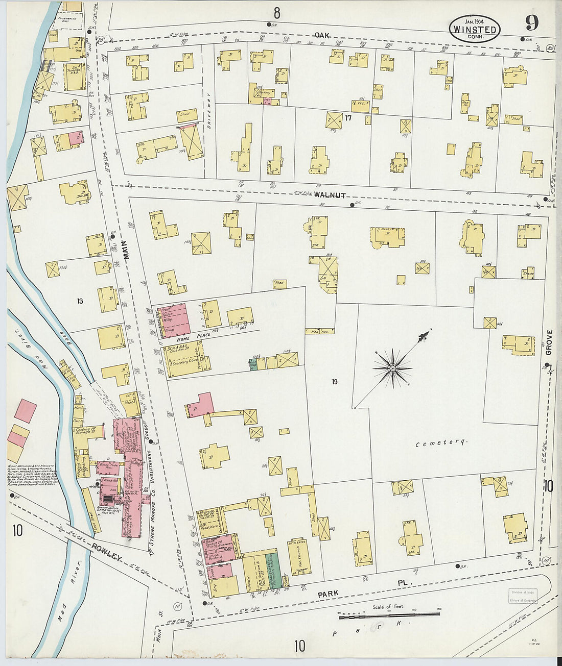 This old map of Winsted, Litchfield County, Connecticut was created by Sanborn Map Company in 1904