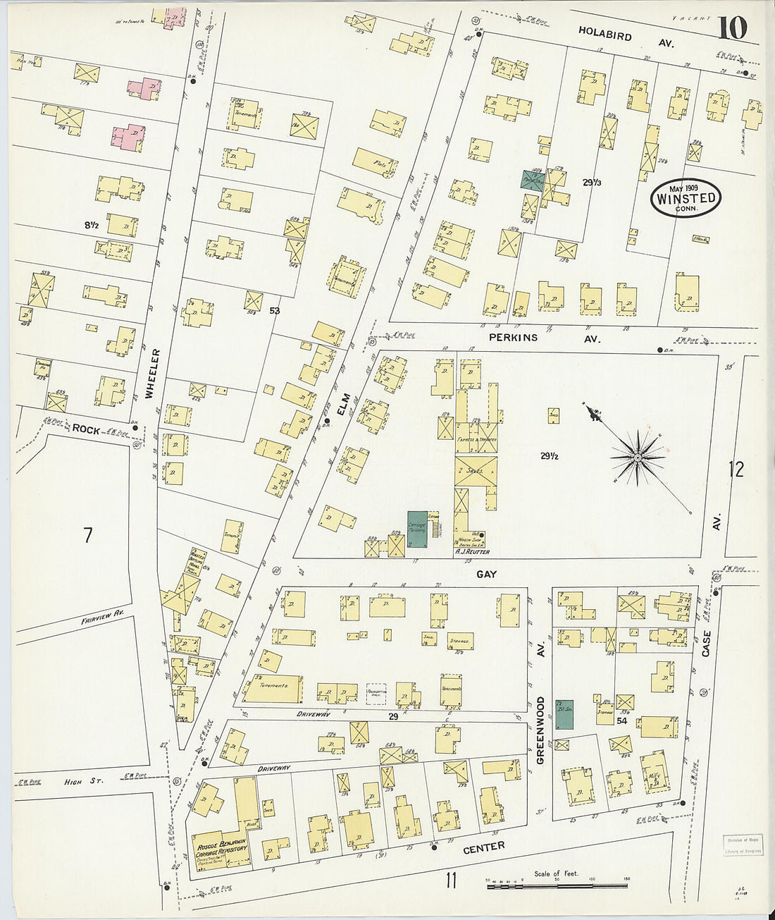 This old map of Winsted, Litchfield County, Connecticut was created by Sanborn Map Company in 1909