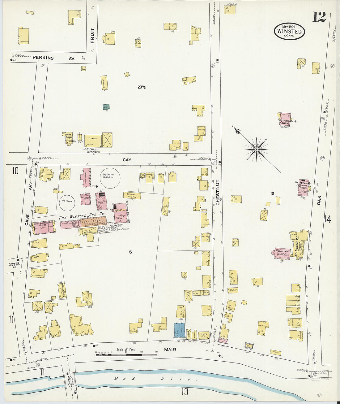 This old map of Winsted, Litchfield County, Connecticut was created by Sanborn Map Company in 1909