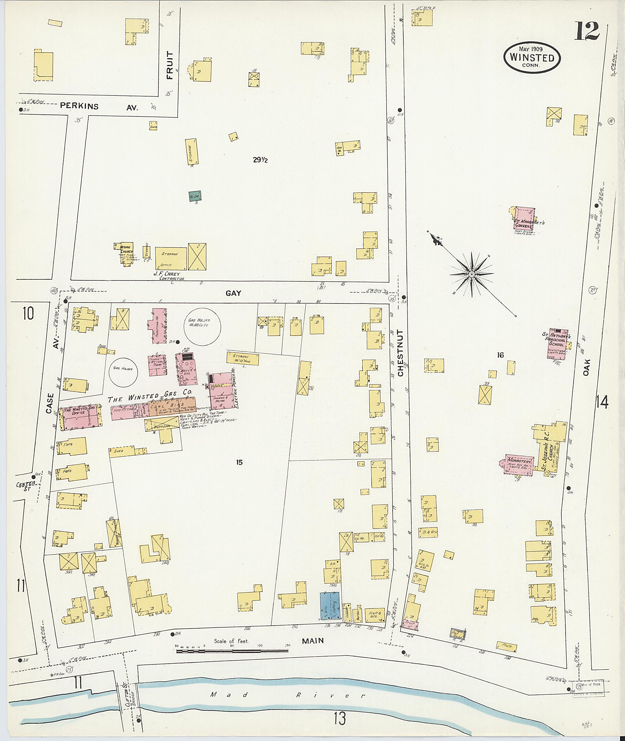 This old map of Winsted, Litchfield County, Connecticut was created by Sanborn Map Company in 1909