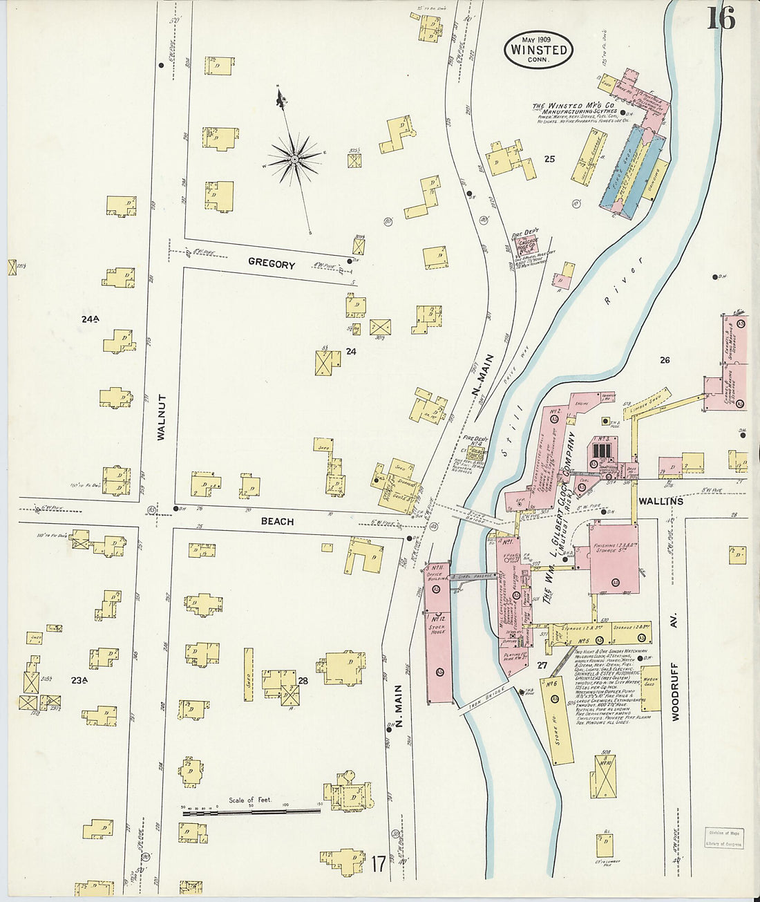 This old map of Winsted, Litchfield County, Connecticut was created by Sanborn Map Company in 1909