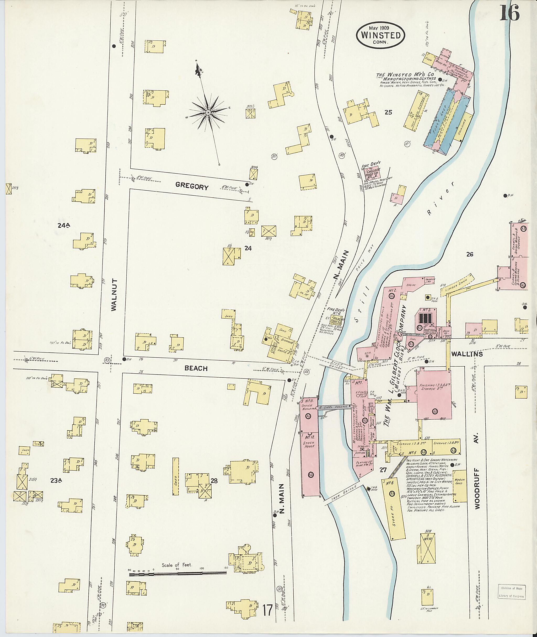 This old map of Winsted, Litchfield County, Connecticut was created by Sanborn Map Company in 1909