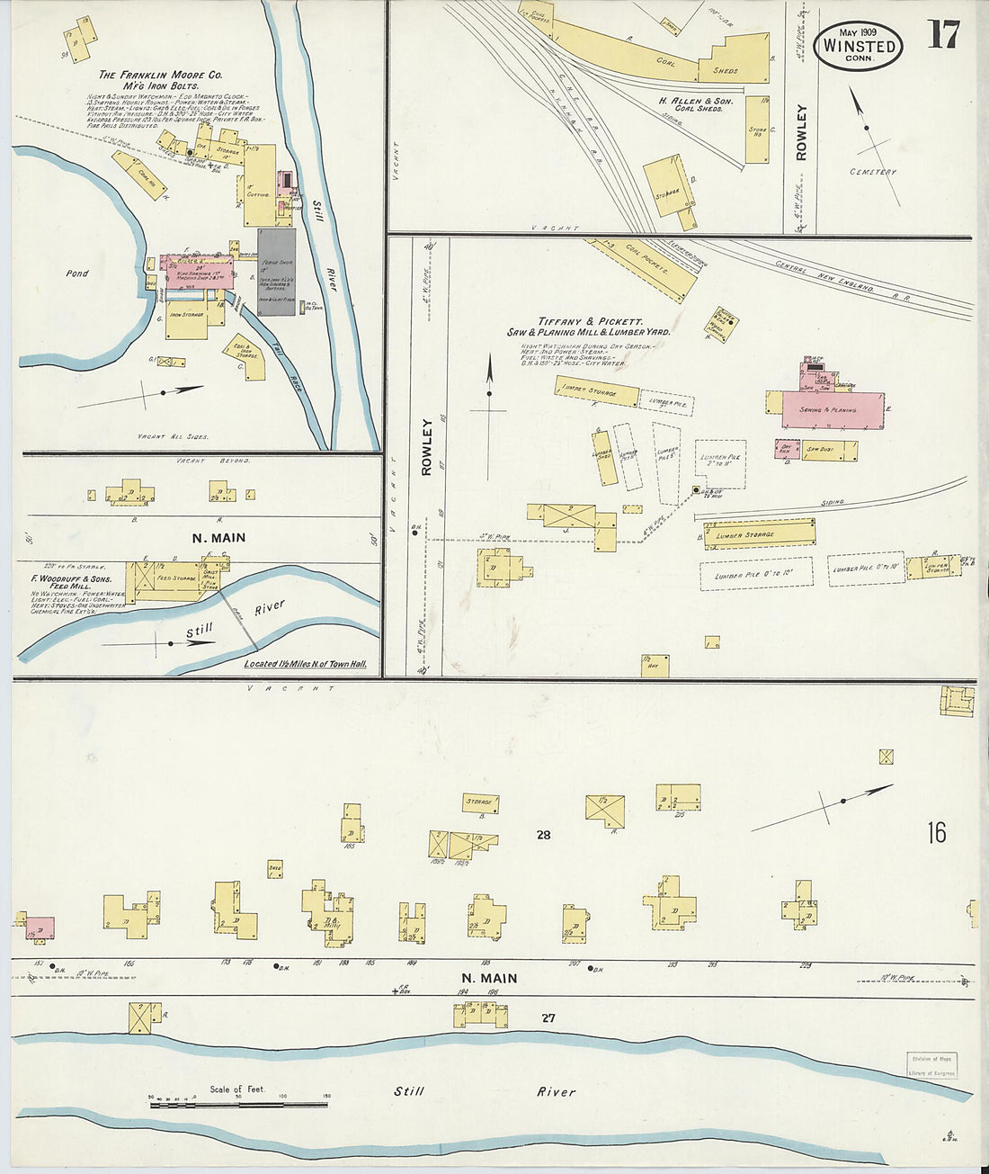 This old map of Winsted, Litchfield County, Connecticut was created by Sanborn Map Company in 1909
