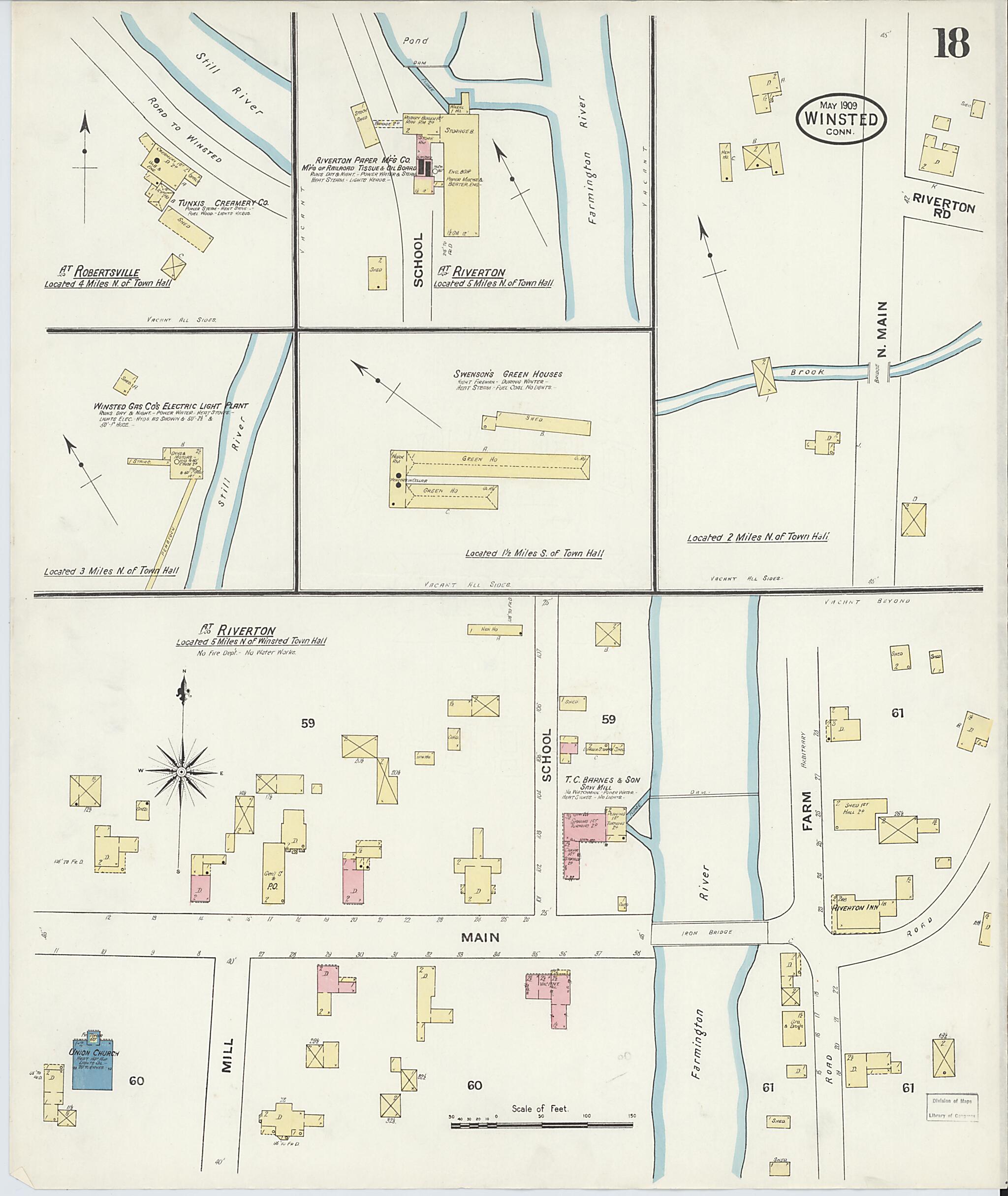 This old map of Winsted, Litchfield County, Connecticut was created by Sanborn Map Company in 1909
