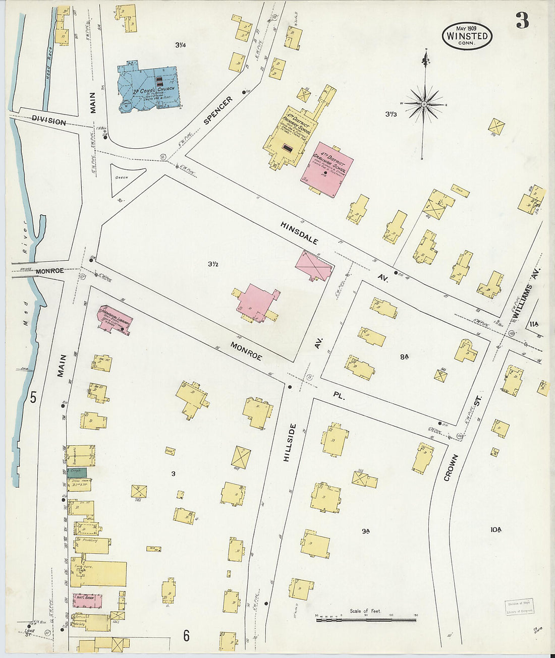 This old map of Winsted, Litchfield County, Connecticut was created by Sanborn Map Company in 1909
