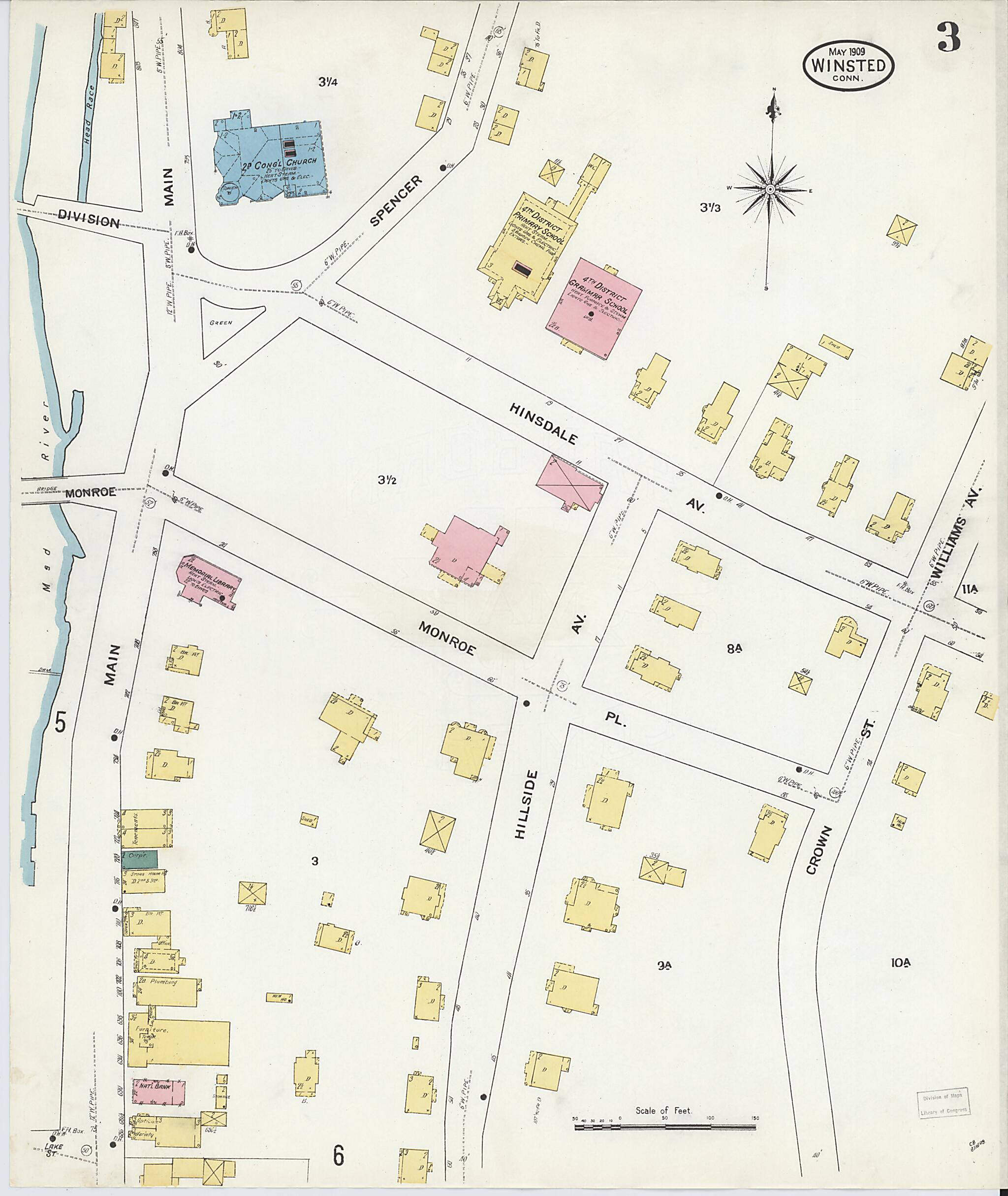 This old map of Winsted, Litchfield County, Connecticut was created by Sanborn Map Company in 1909