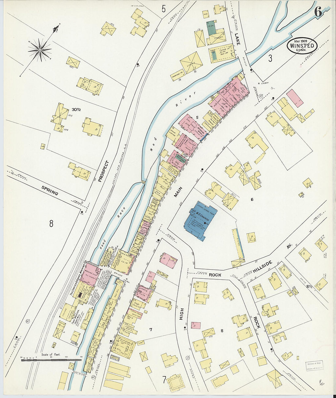 This old map of Winsted, Litchfield County, Connecticut was created by Sanborn Map Company in 1909