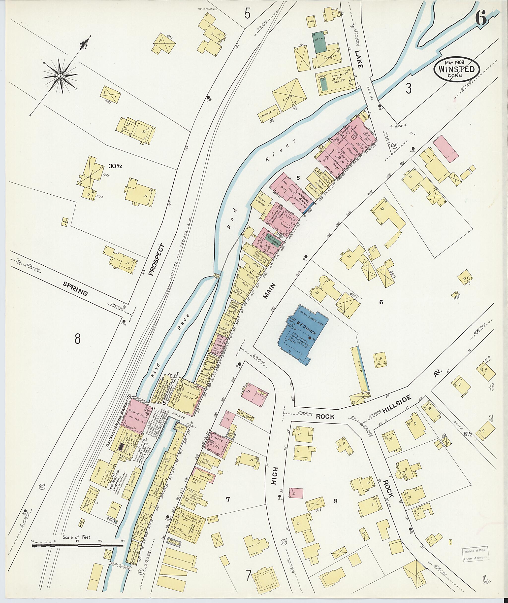 This old map of Winsted, Litchfield County, Connecticut was created by Sanborn Map Company in 1909