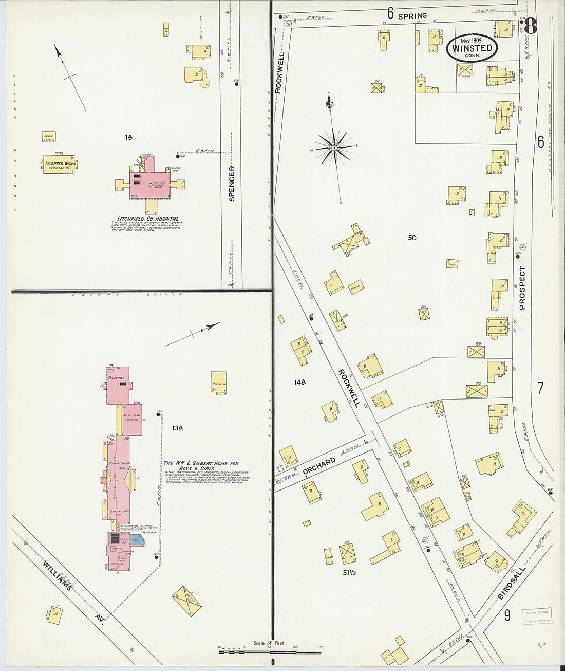 This old map of Winsted, Litchfield County, Connecticut was created by Sanborn Map Company in 1909