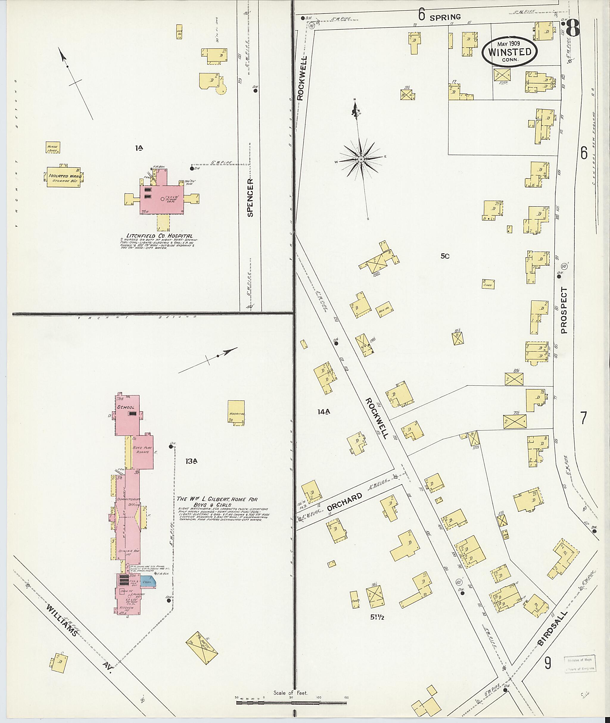 This old map of Winsted, Litchfield County, Connecticut was created by Sanborn Map Company in 1909