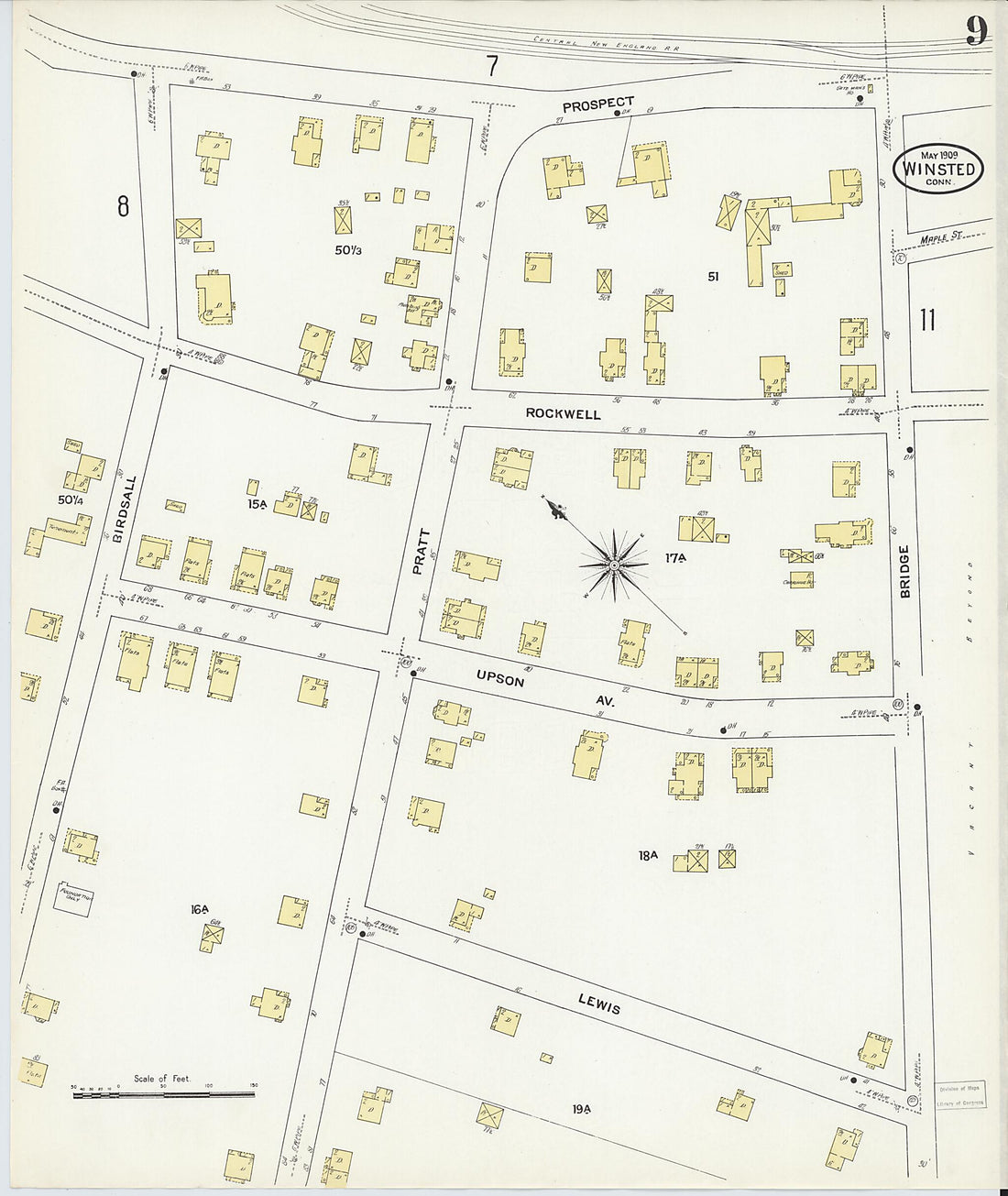 This old map of Winsted, Litchfield County, Connecticut was created by Sanborn Map Company in 1909