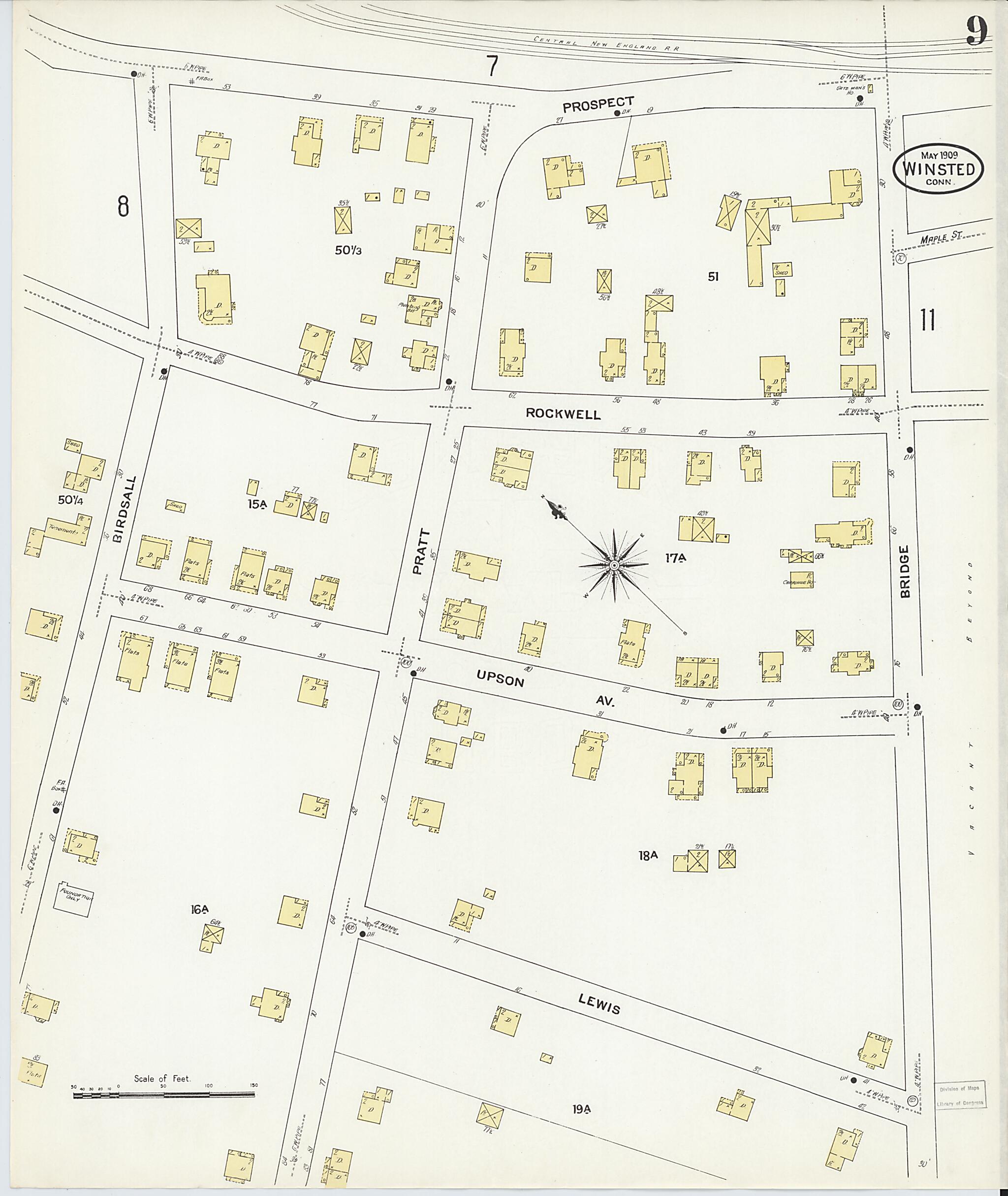 This old map of Winsted, Litchfield County, Connecticut was created by Sanborn Map Company in 1909