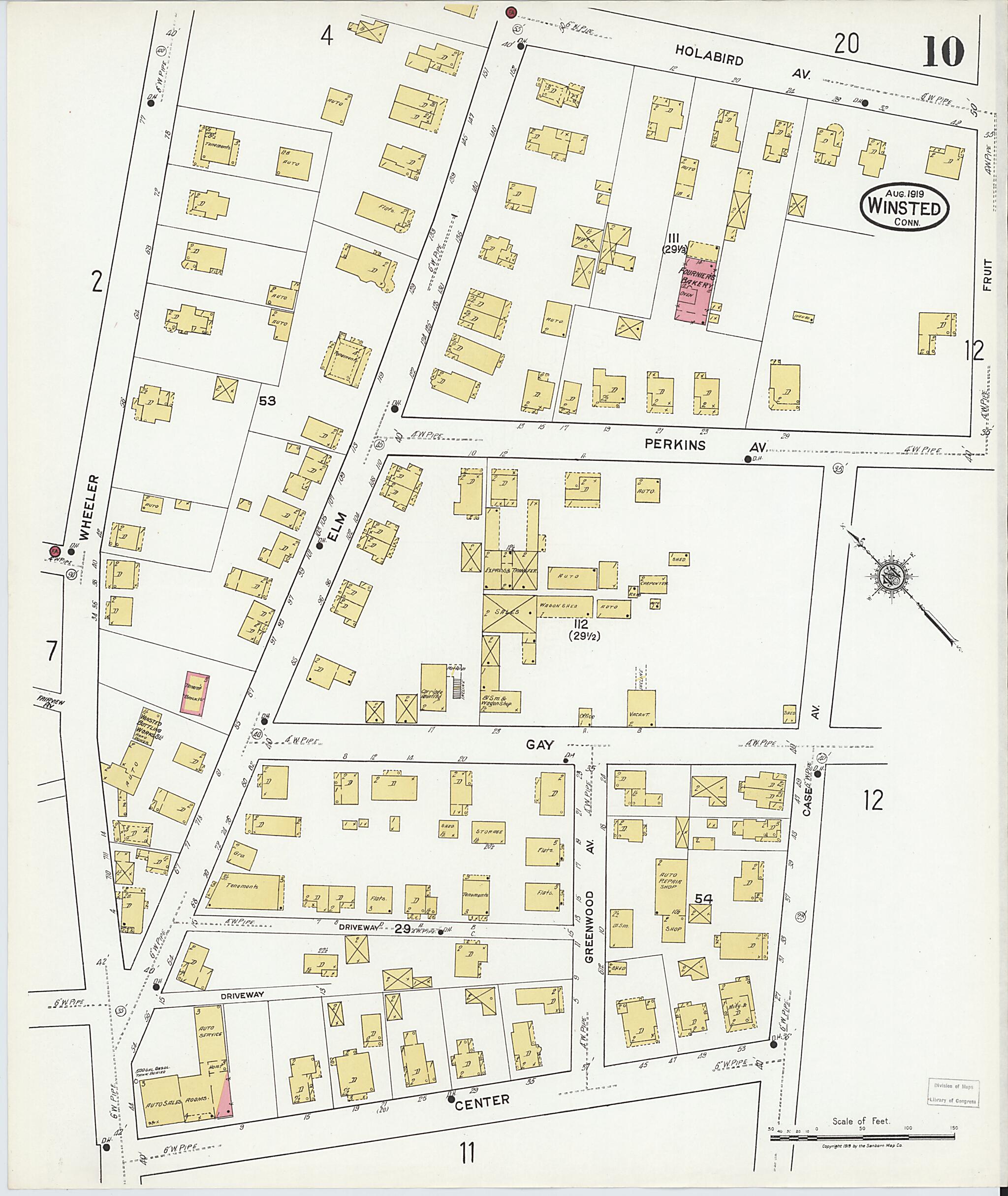 This old map of Winsted, Litchfield County, Connecticut was created by Sanborn Map Company in 1919