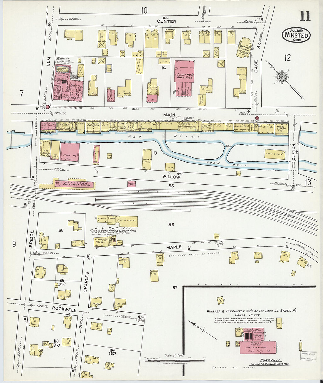 This old map of Winsted, Litchfield County, Connecticut was created by Sanborn Map Company in 1919