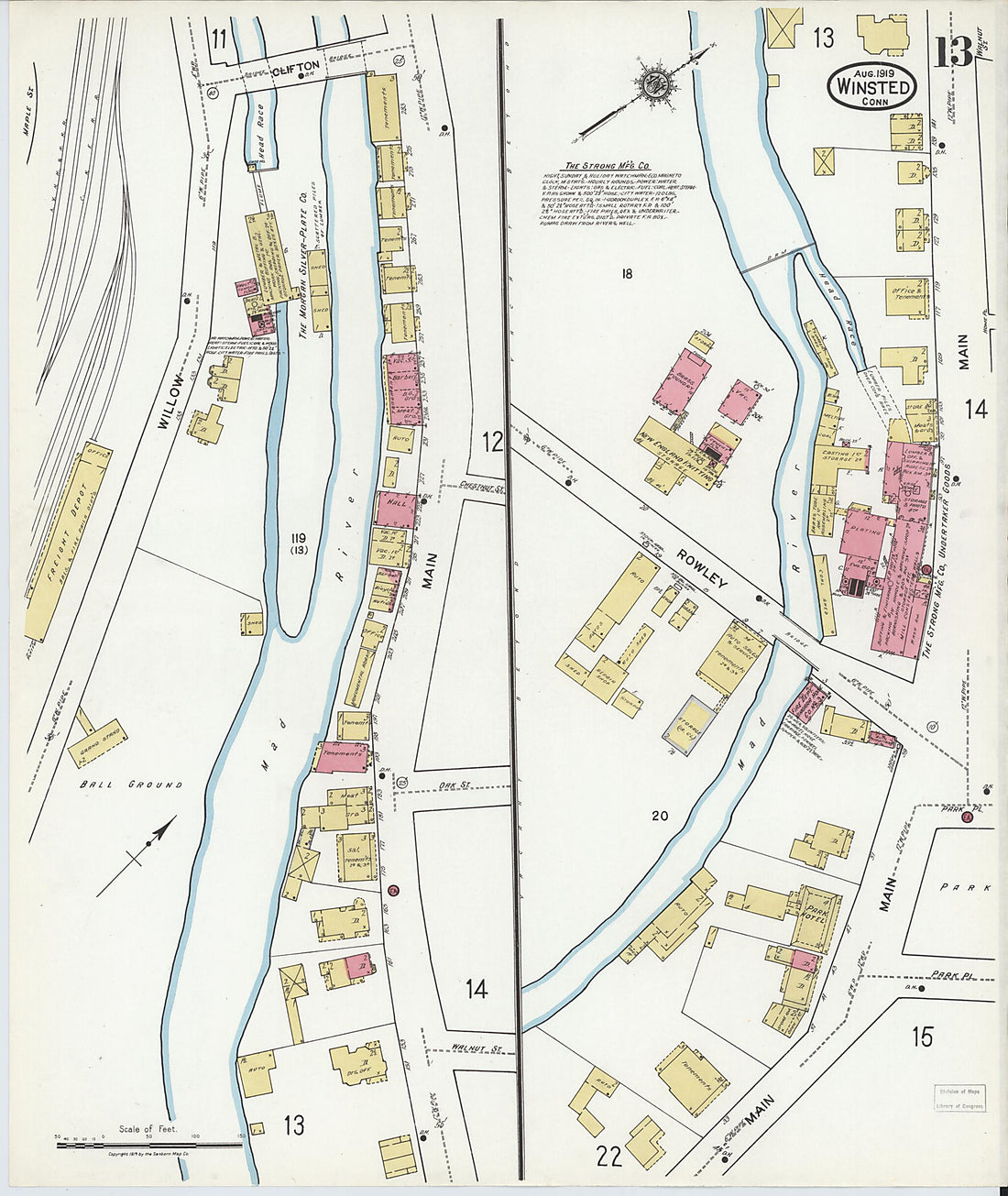 This old map of Winsted, Litchfield County, Connecticut was created by Sanborn Map Company in 1919