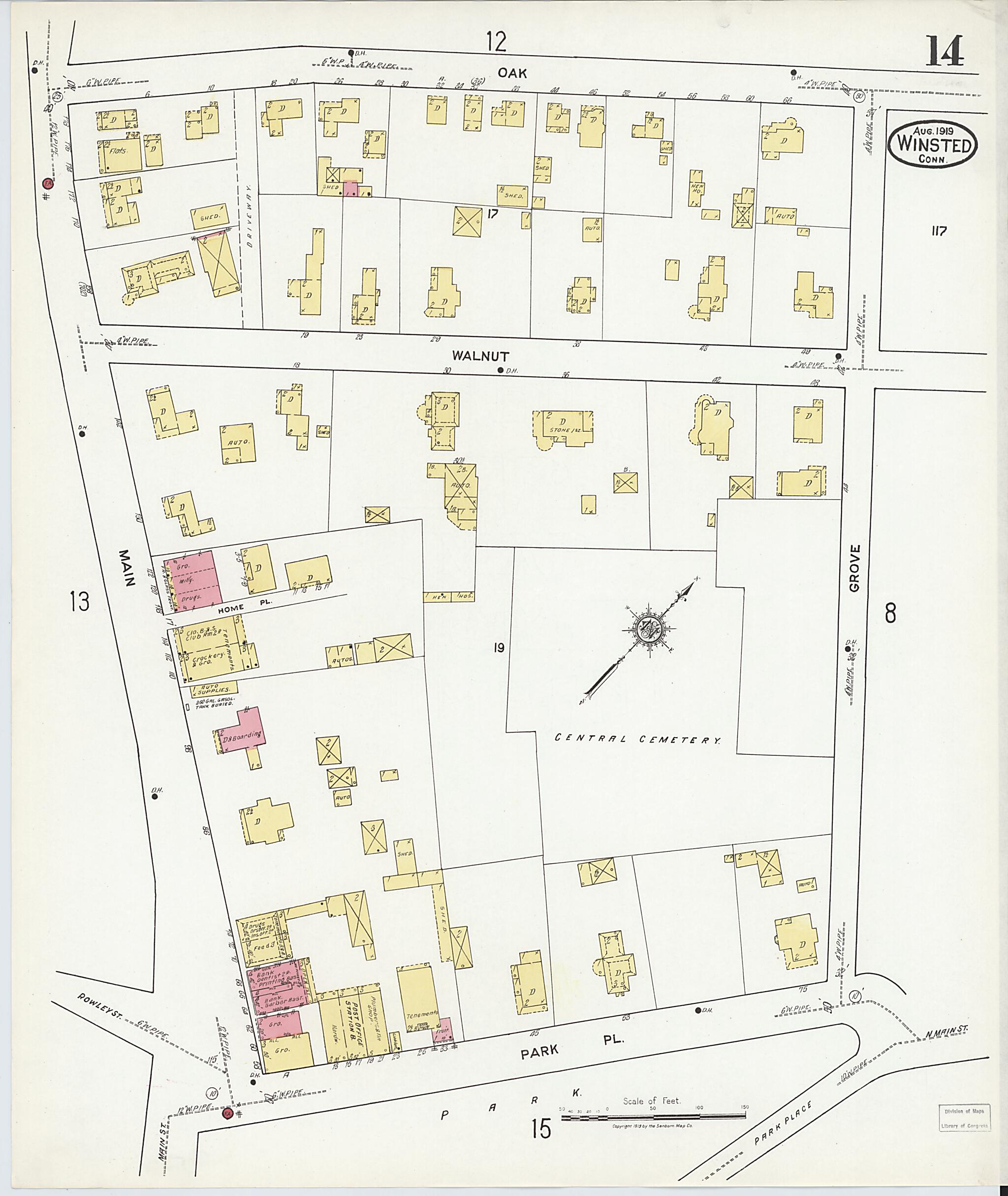 This old map of Winsted, Litchfield County, Connecticut was created by Sanborn Map Company in 1919