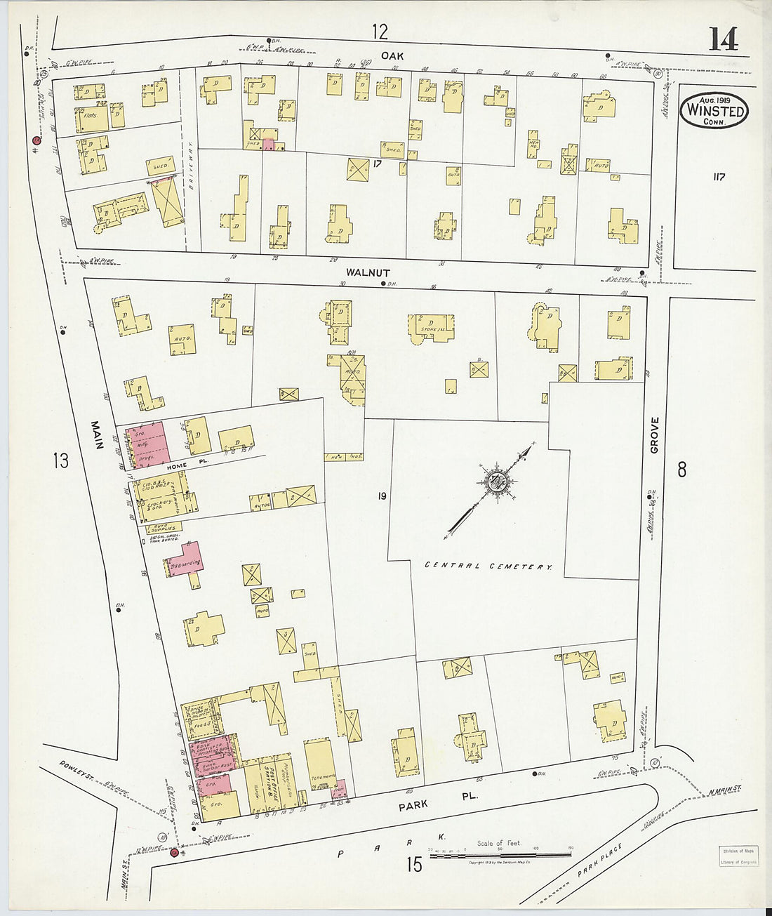 This old map of Winsted, Litchfield County, Connecticut was created by Sanborn Map Company in 1919