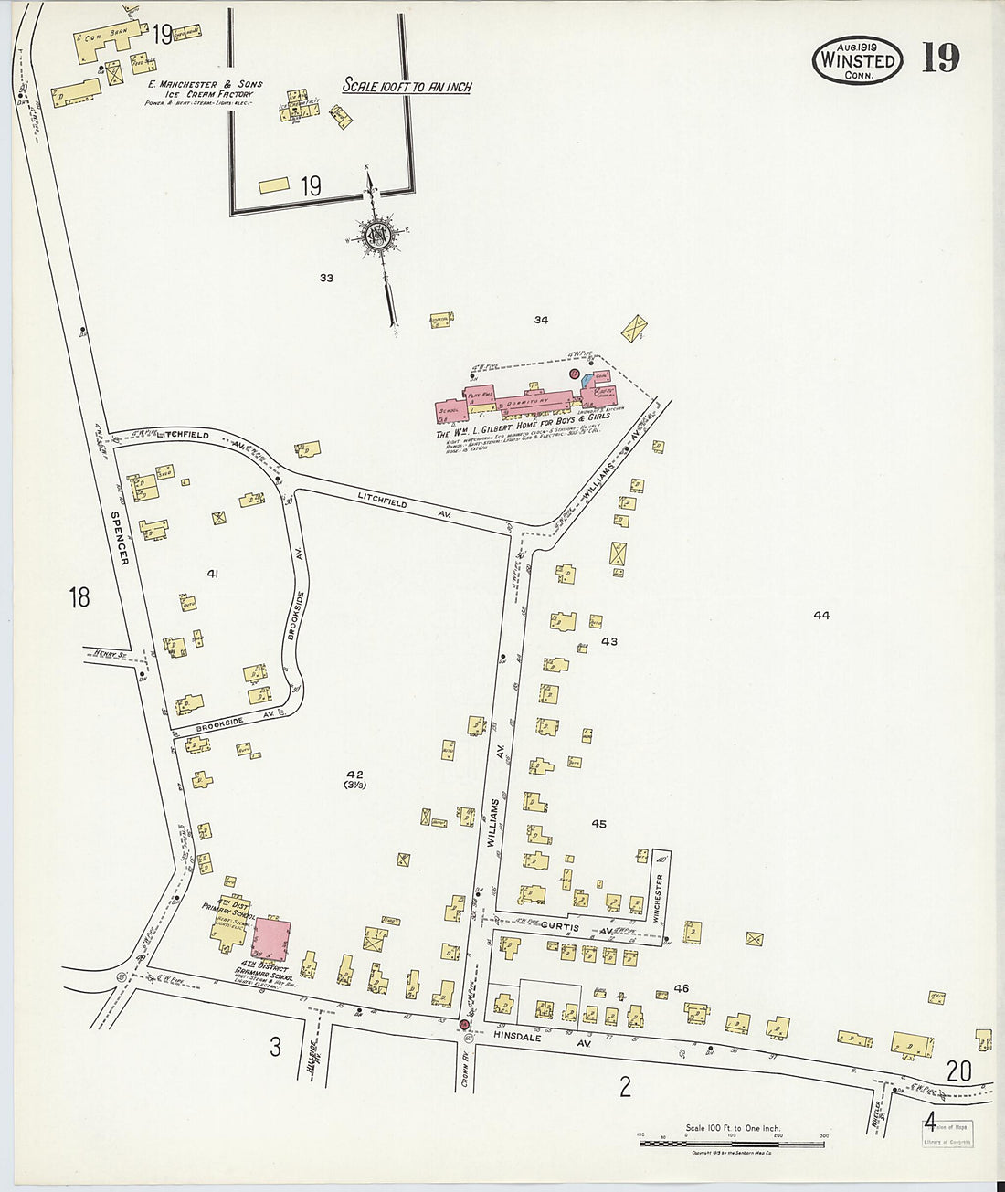 This old map of Winsted, Litchfield County, Connecticut was created by Sanborn Map Company in 1919