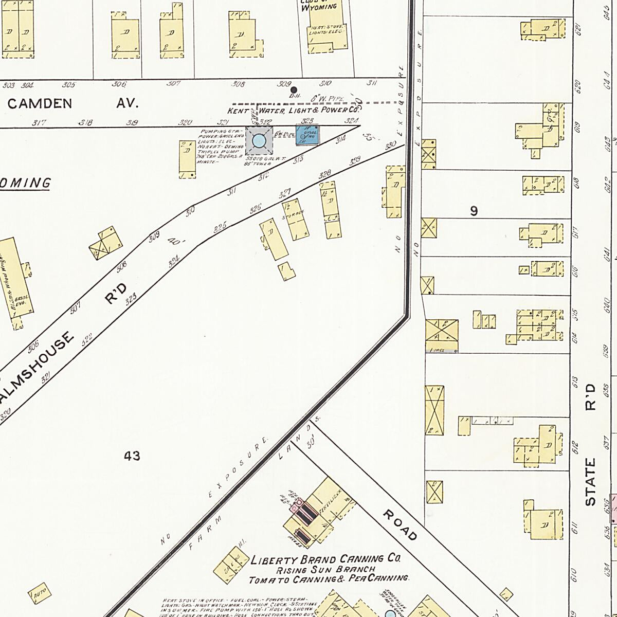This old map of Camden, Kent County, Wyoming was created by Sanborn Map Company in 1919