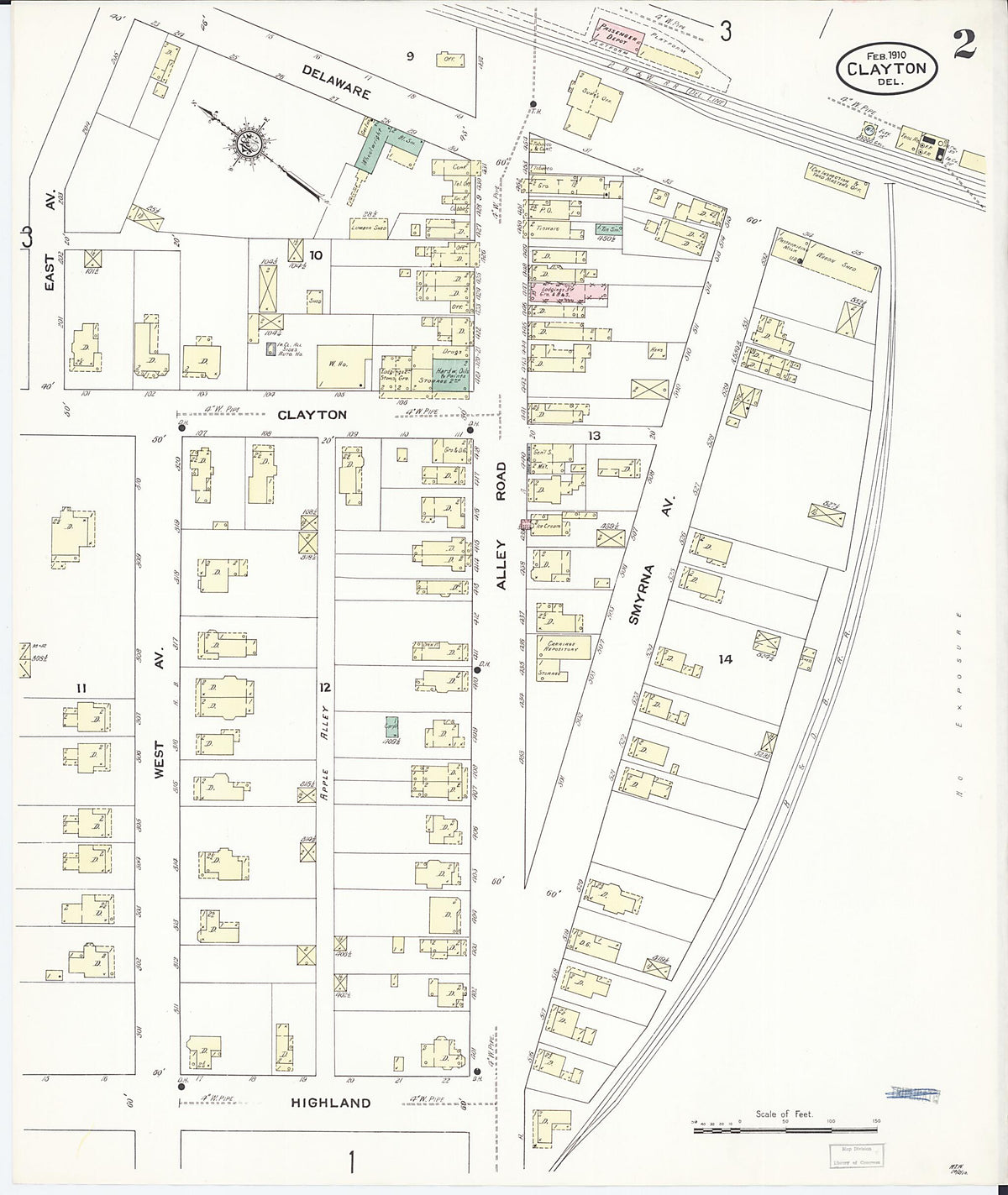 Clayton, Kent County, Delaware 1910 (Sheet 2 of 3) by Relic Map Company
